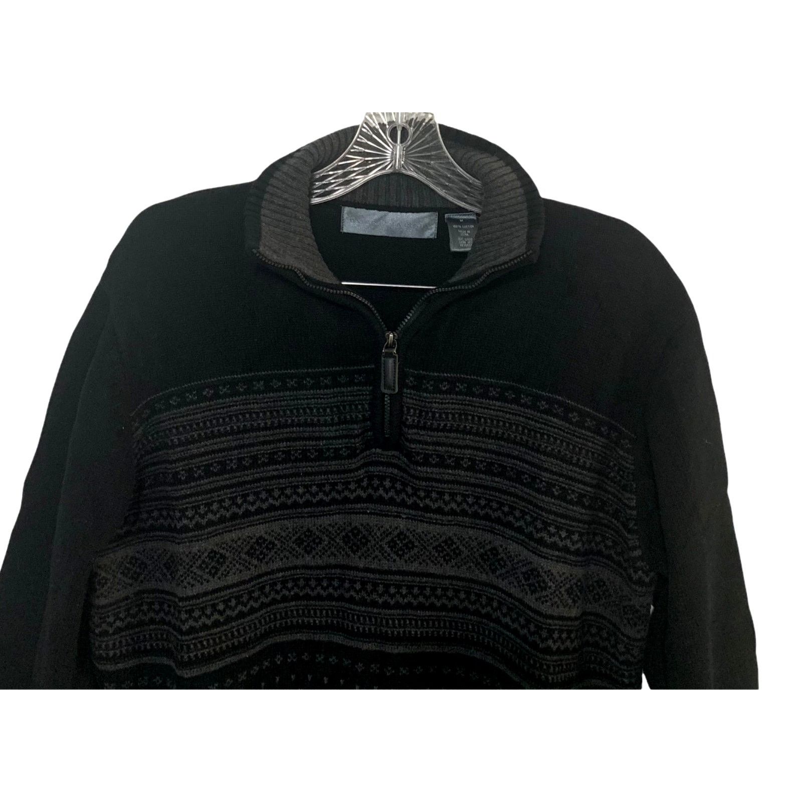 Oscar De La Renta Oscar De La Renta Nordic 1/4 Zip Pullover Sweater Black M Size US M / EU 48-50 / 2 - 3 Thumbnail