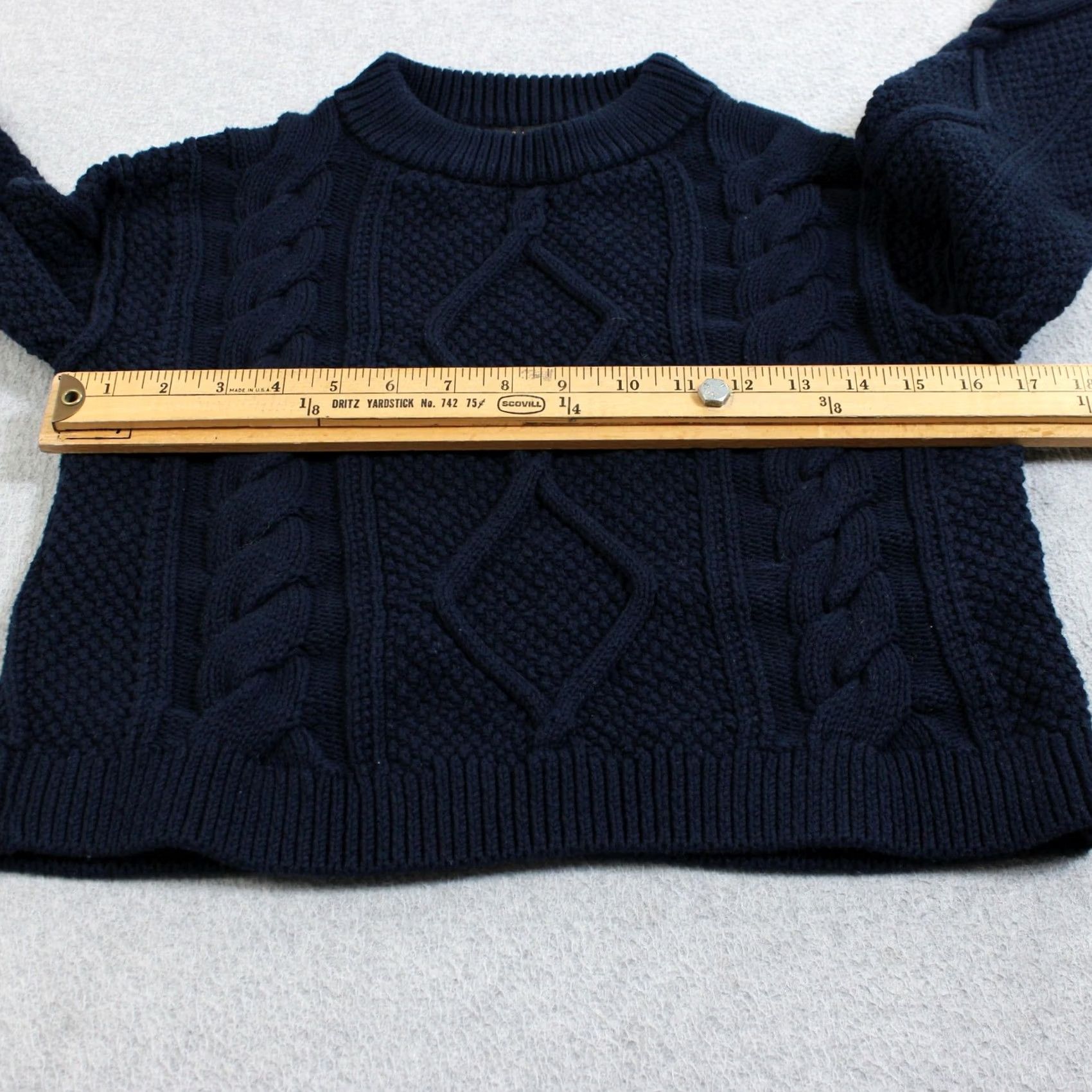 Quince Quince Sweater Women XS Blue Cable Knit Organic Cotton Cropped Chunky Cozy Comfy Size XS / US 0-2 / IT 36-38 - 6 Thumbnail