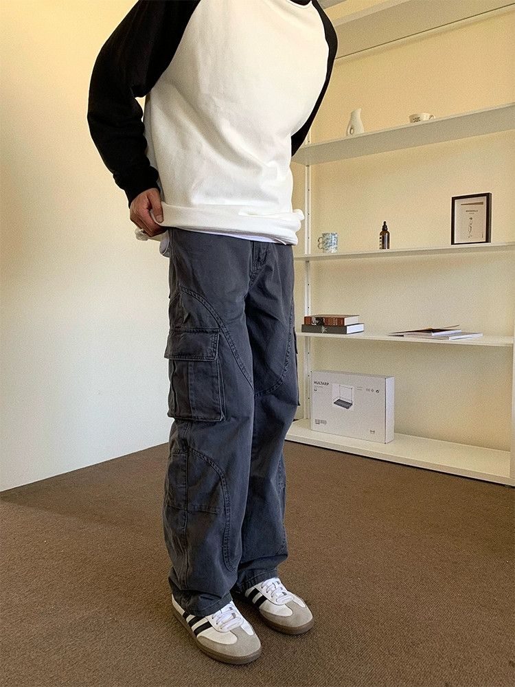 skate hiphop military patchwork faded cargo pants