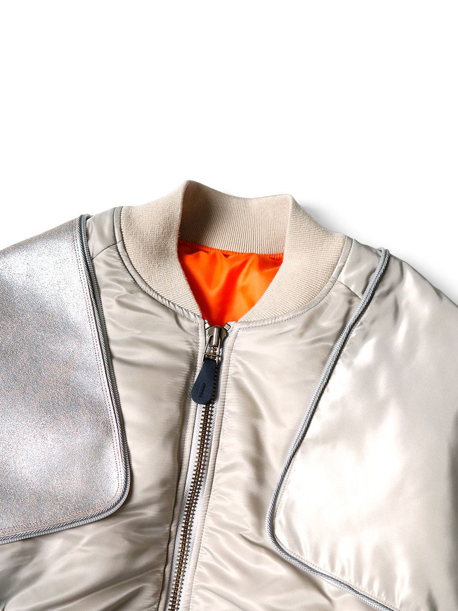 Kapital Kapital MA-1 Nylon x Cracked Leather Sham Bomber Jacket Size US XL / EU 56 / 4 - 3 Thumbnail