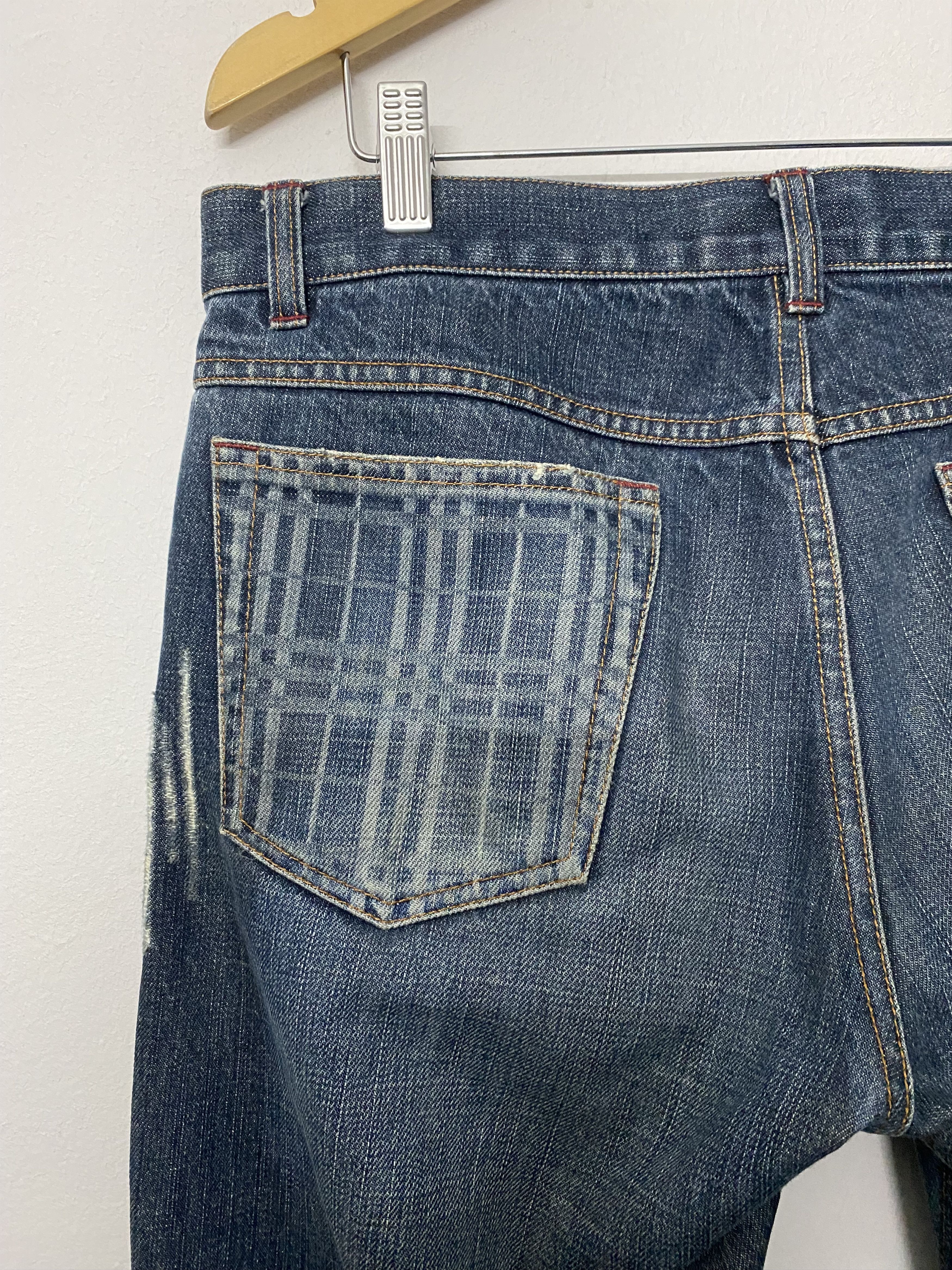 Burberry Burberry Black Label Distressed Nova Check Denim Jeans Size US 33 - 9 Thumbnail