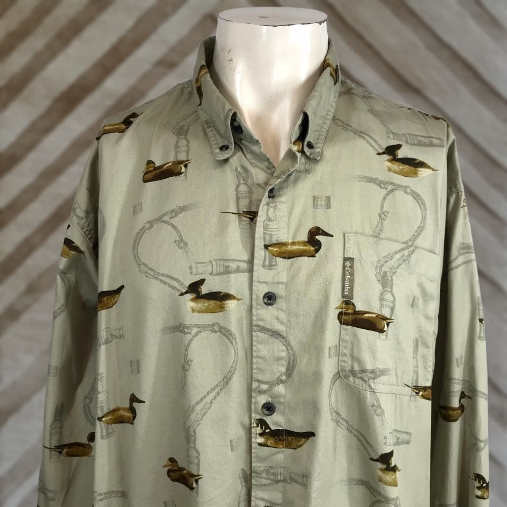 Vintage Columbia River Lodge Men's XXL Long Sleeve Duck Print Button Down Shirt Size US XXL / EU 58 / 5 - 1 Thumbnail