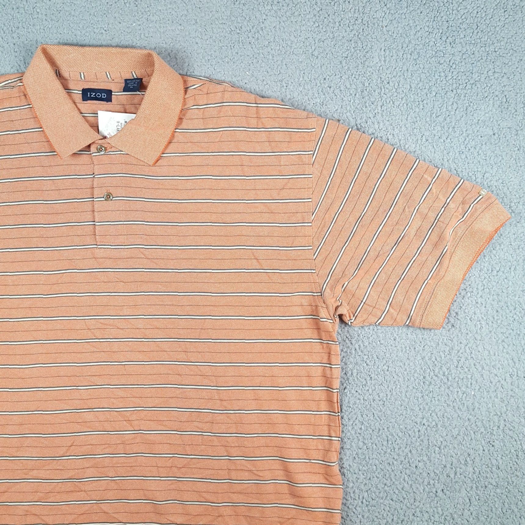 Izod VINTAGE IZOD Polo Shirt Men's XL Orange Striped Preppy Button Collar Shirt Size US XL / EU 56 / 4 - 4 Thumbnail