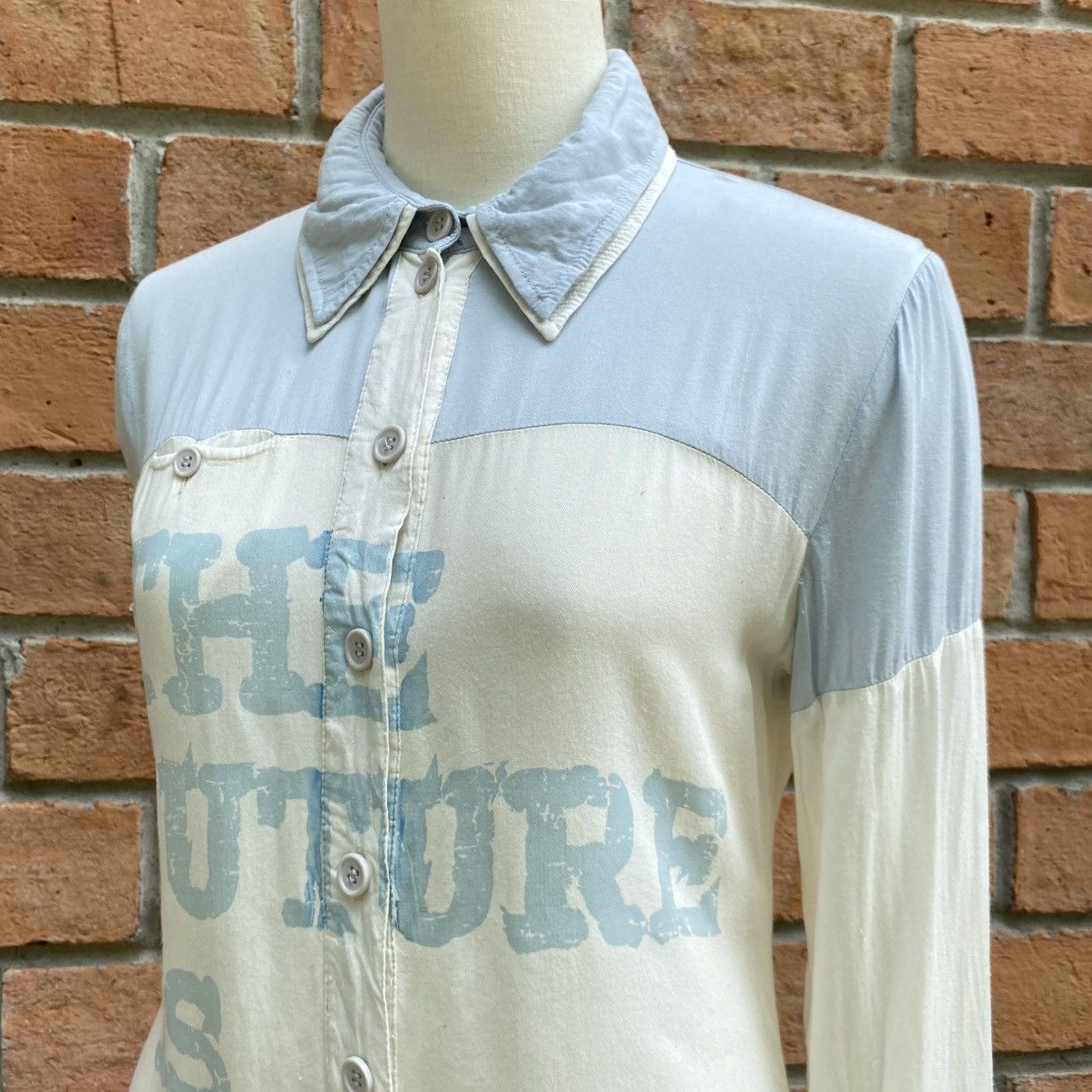 LIZ LISA LIZ LISA Light Blue and White Long-Sleeve Graphic Shirt Size M / US 6-8 / IT 42-44 - 5 Thumbnail