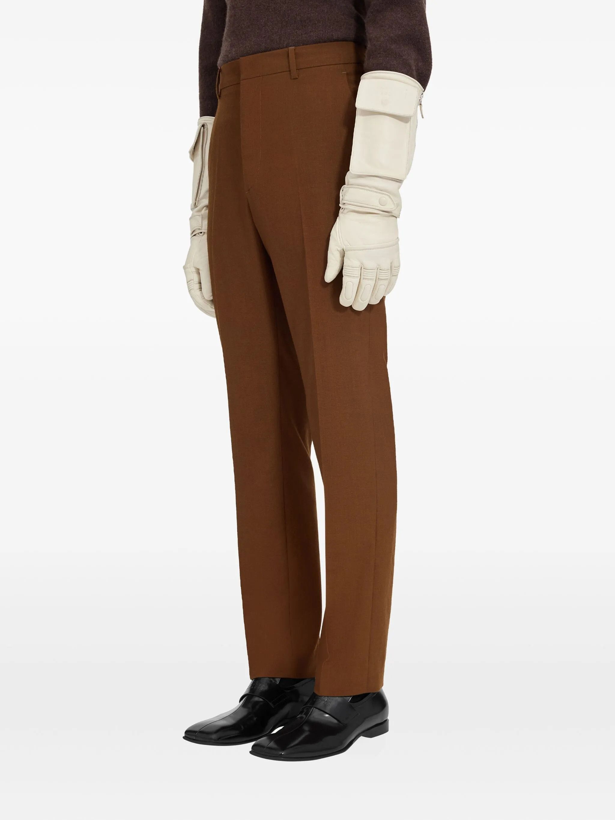 Maison Margiela oc11z0925 Creased Wool Trousers in Brown Size US 34 / EU 50 - 3 Thumbnail