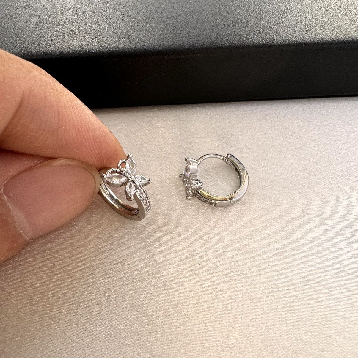 Designer × Other 13mm Small CZ Butterfly Hoop Earrings for Women Size ONE SIZE - 4 Thumbnail