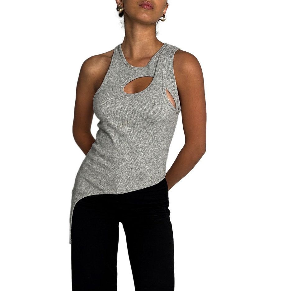 Dion Lee Grey Ribbed Cut Out Tank Size S / US 4 / IT 40 - 2 Thumbnail