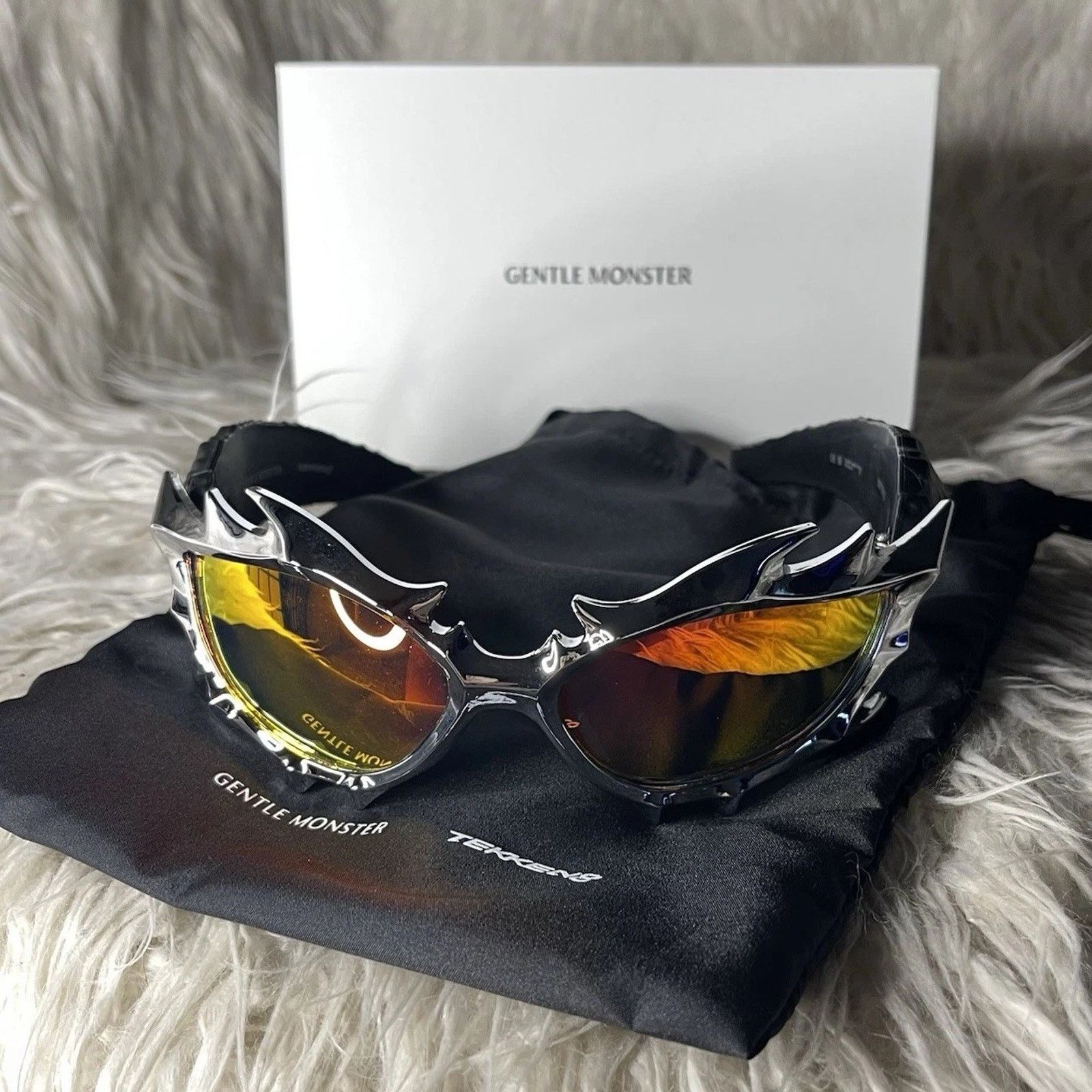 Gentle Monster X Tekken 8 Silver Inferno Sunglasses W/Box in Orange, Men's