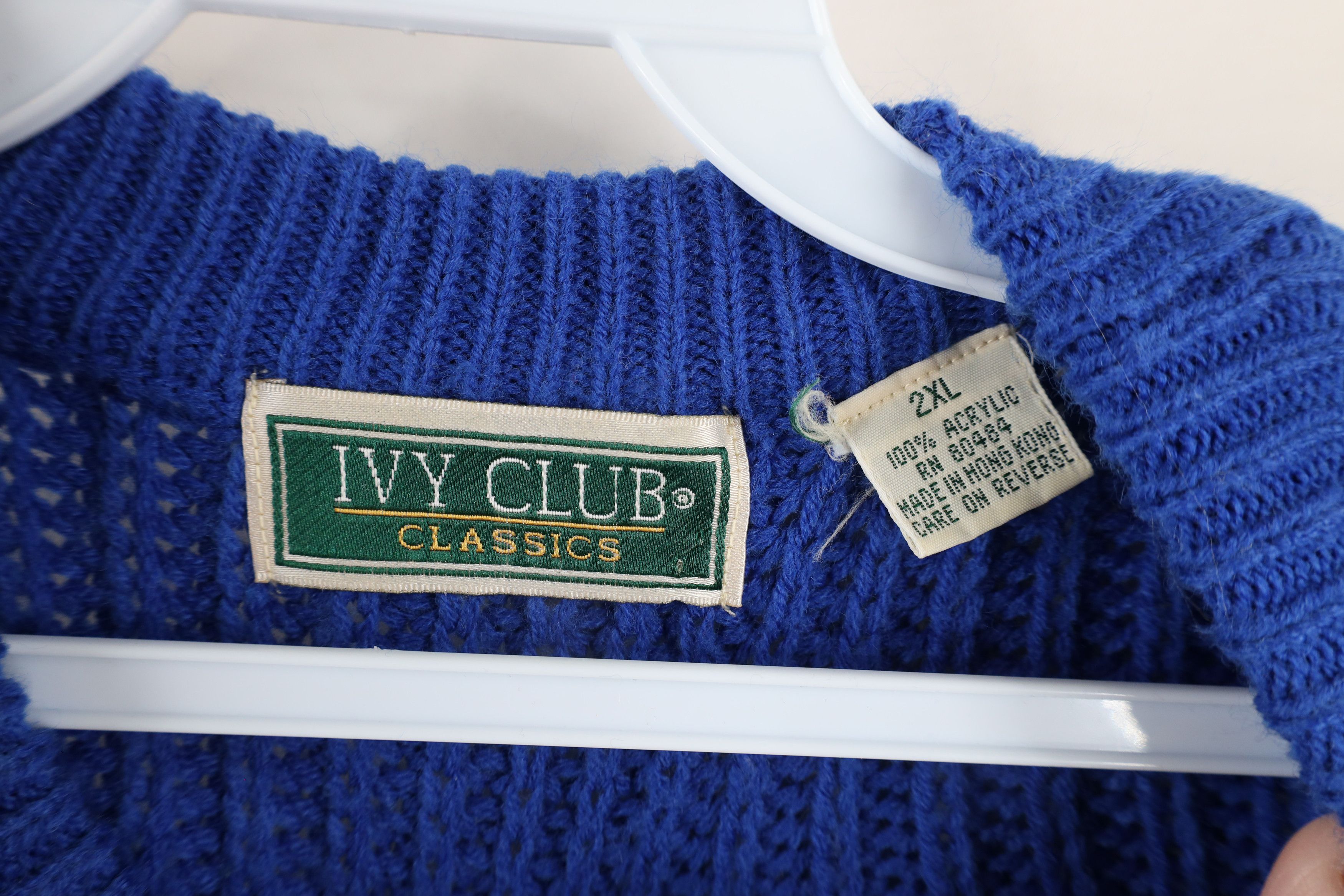 Vintage Vintage 90s Streetwear Chunky Ribbed Knit Sweater Royal Blue Size US XXL / EU 58 / 5 - 5 Thumbnail