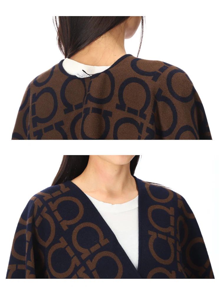 Salvatore Ferragamo o1s1rm0924 Reversible Wool Cape in Blue/Brown Size M / US 6-8 / IT 42-44 - 5 Thumbnail