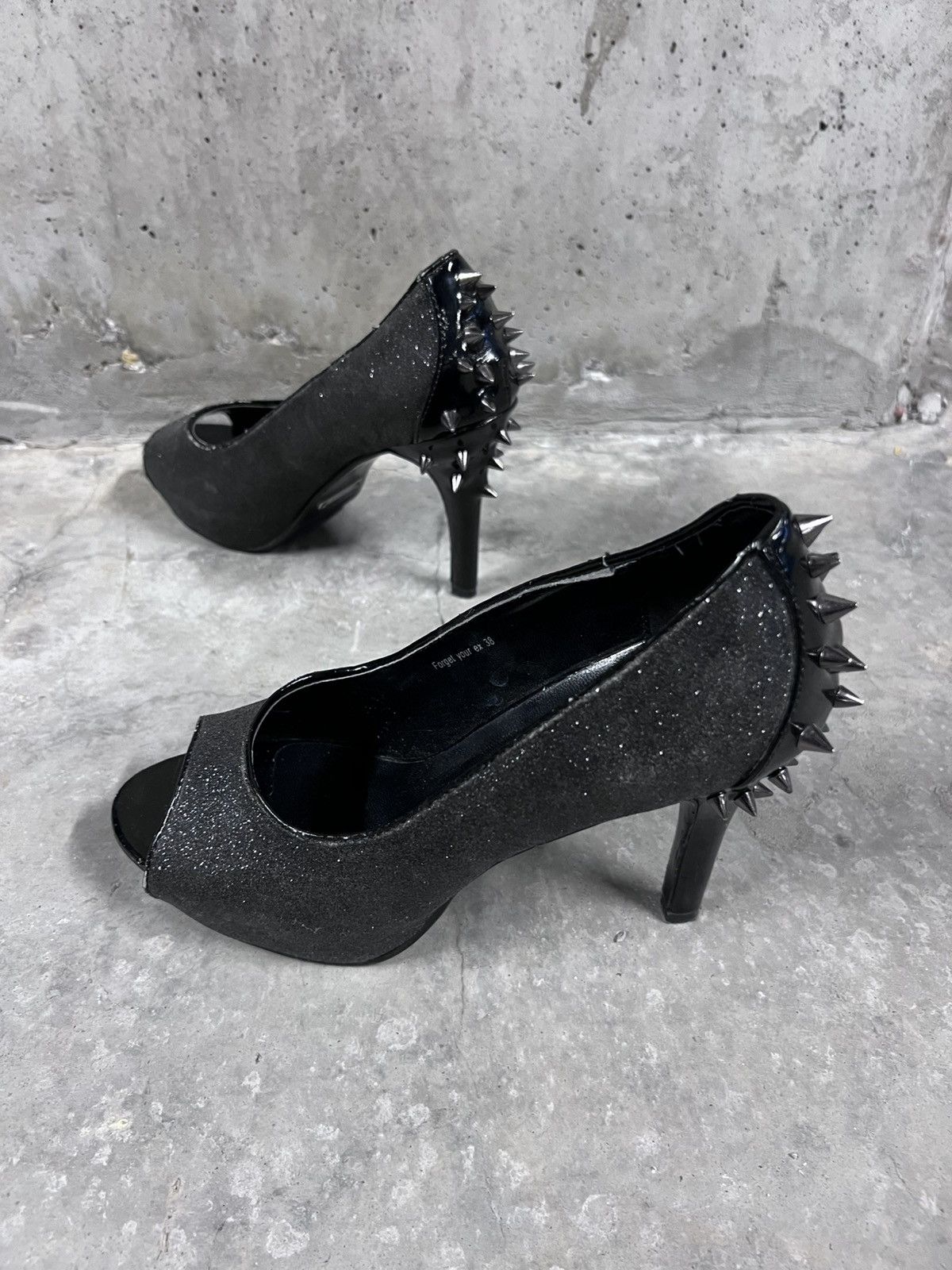 Vintage Spiked Peep Toe Avant Garde Goth Heels Size US 8 / IT 38 - 1 Thumbnail