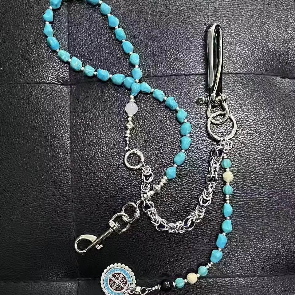 Jewelry ⛓️ New Turquoise Beaded Rosary Wallet Pant Chain Size ONE SIZE - 2 Thumbnail