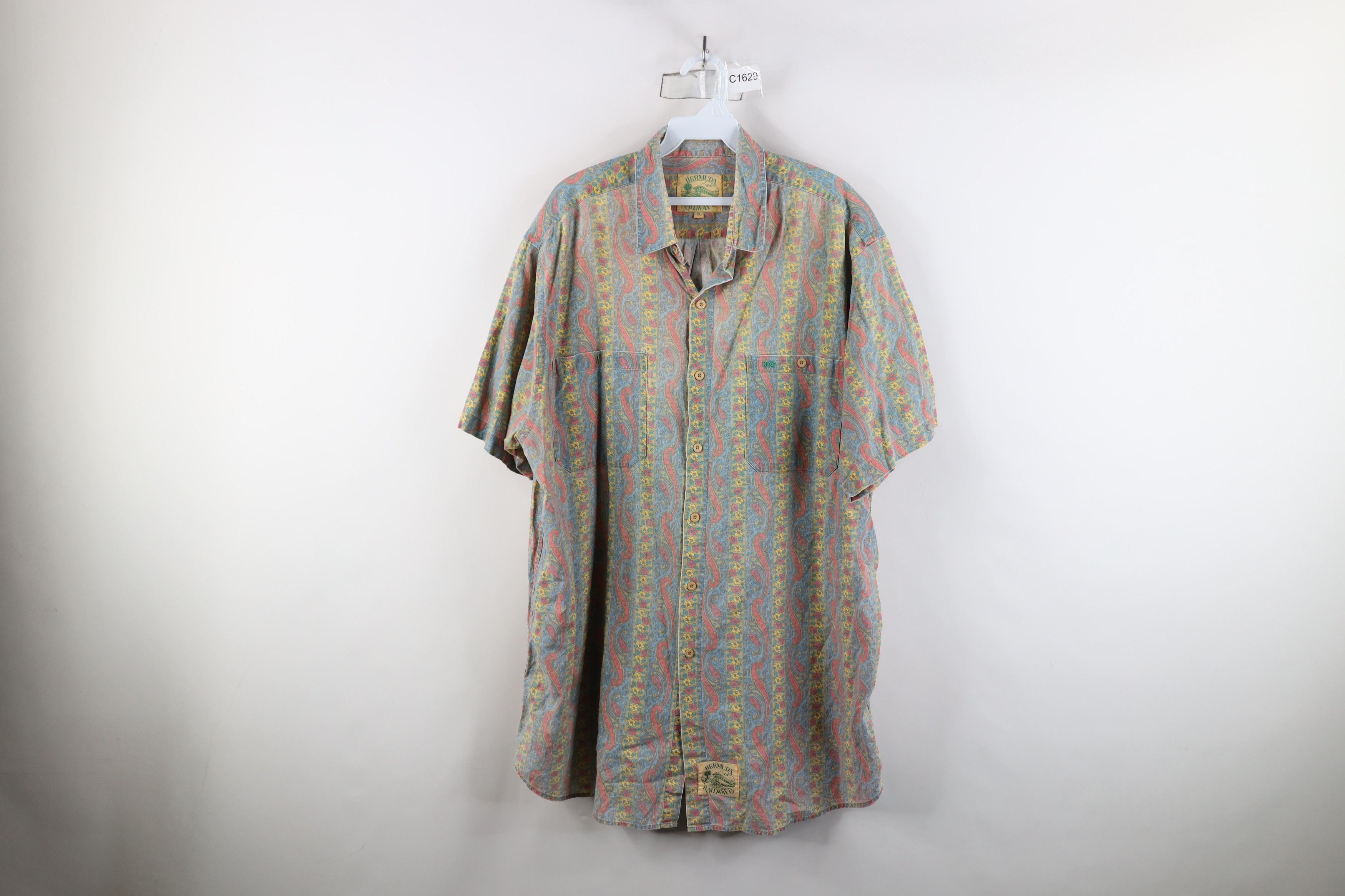 Vintage Vintage 90s Streetwear Flower Paisley Baggy Button Shirt Size US XL / EU 56 / 4 - 1 Thumbnail