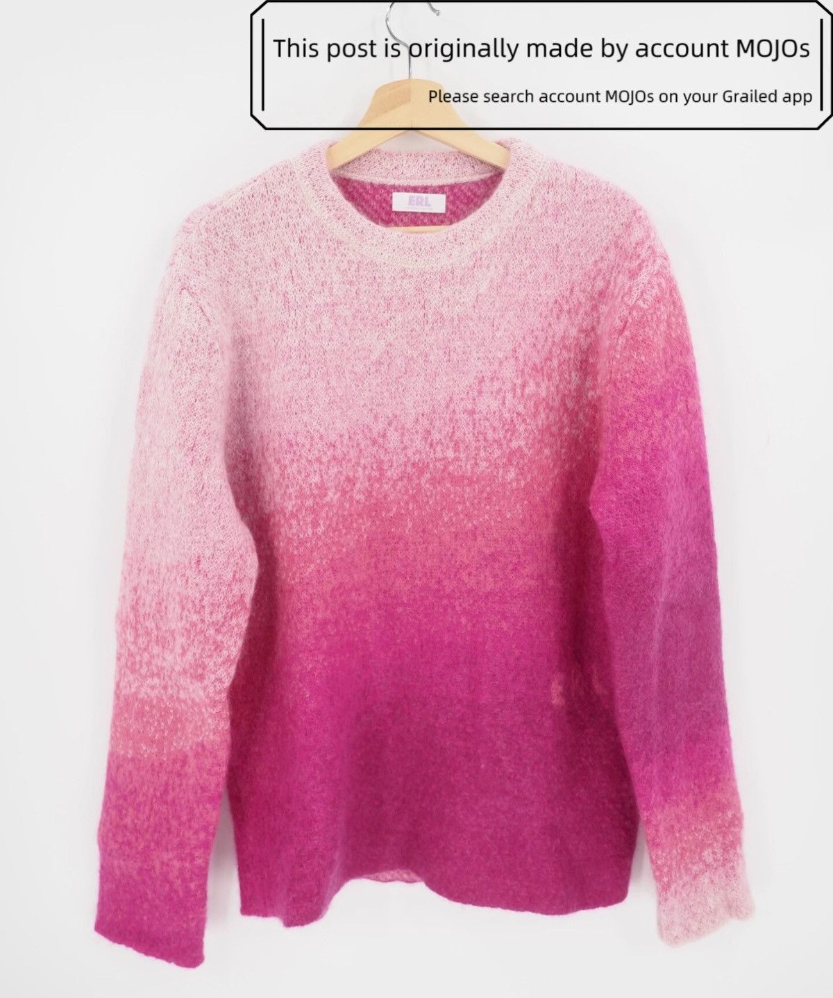 Sz M ERL 22AW GRADIENT MOHAIR CREWNECK SWEATER - PINK