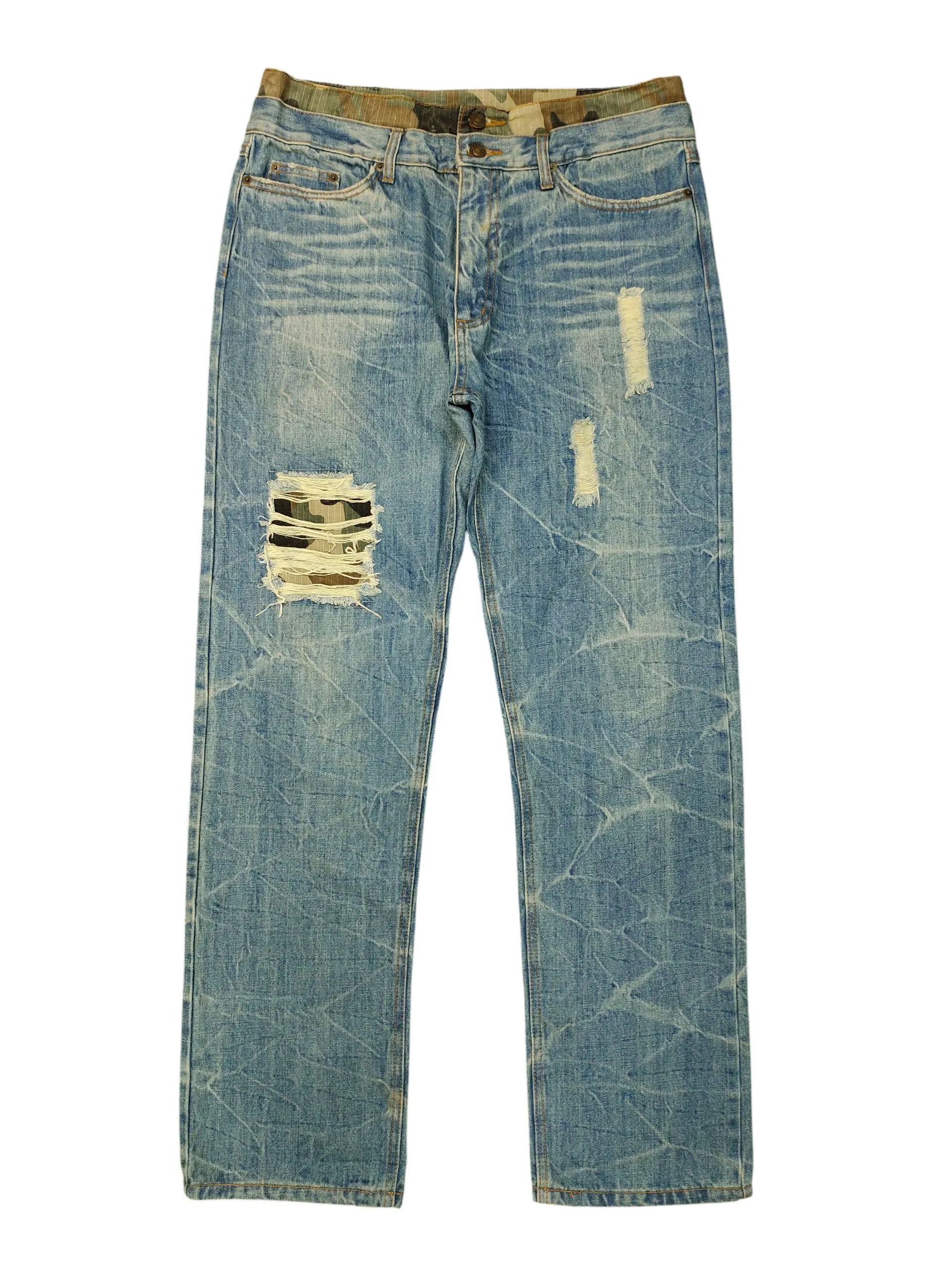 Comme des Garcons × Undercover Playchess Japan Double Waist Distress Patchwork Denim Jeans Size US 35 - 1 Thumbnail