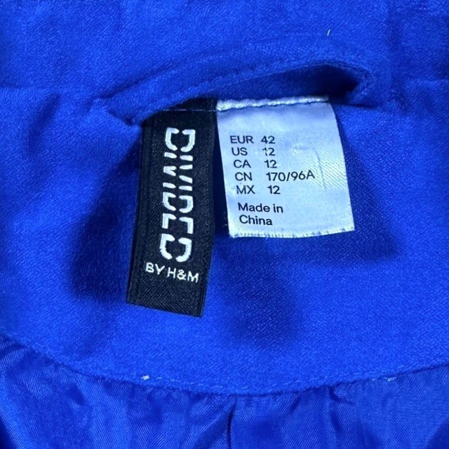 H&M DIVIDED by H&M Blue Faux Suede Moto Jacket Size 12 Women's Size XL / US 12-14 / IT 48-50 - 4 Thumbnail