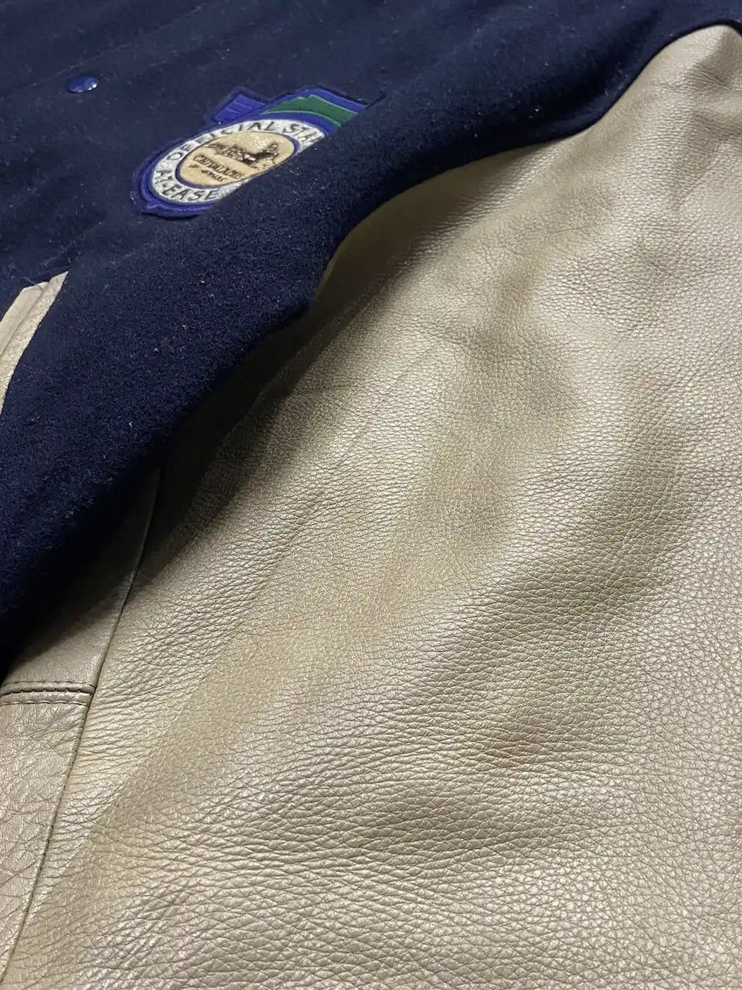 Japanese Brand × Vintage Vintage 80’s At-Ease Japan Staff Wool Leather Varsity Jacket Size US XL / EU 56 / 4 - 14 Thumbnail
