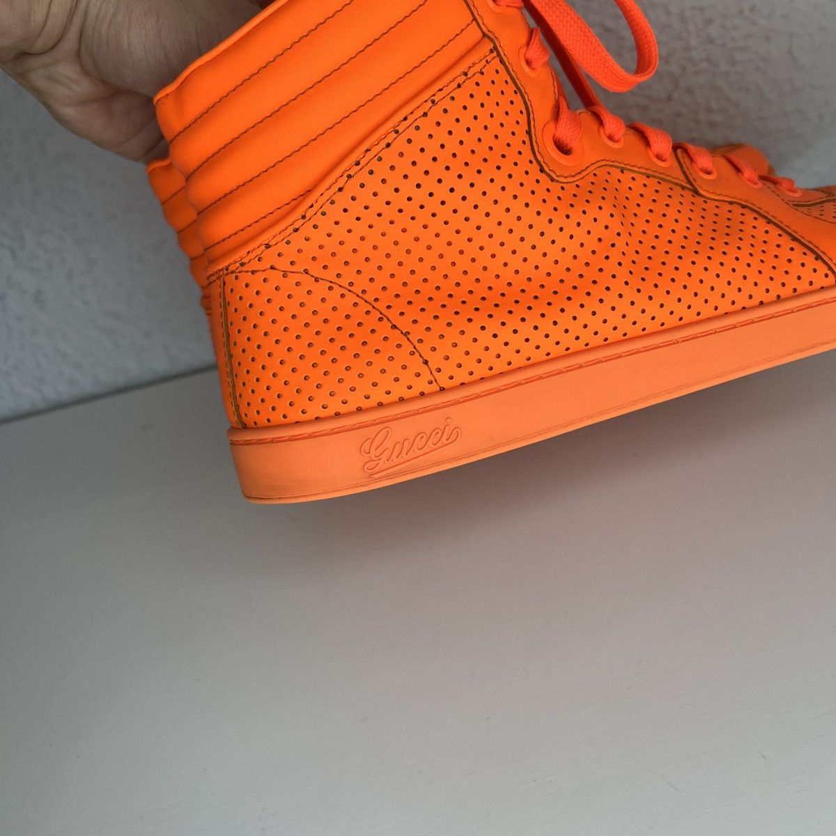 Gucci Gucci High Top Sneakers Shoes Trainers GG Orange Y2K Drill Size US 10.5 / EU 43-44 - 4 Thumbnail