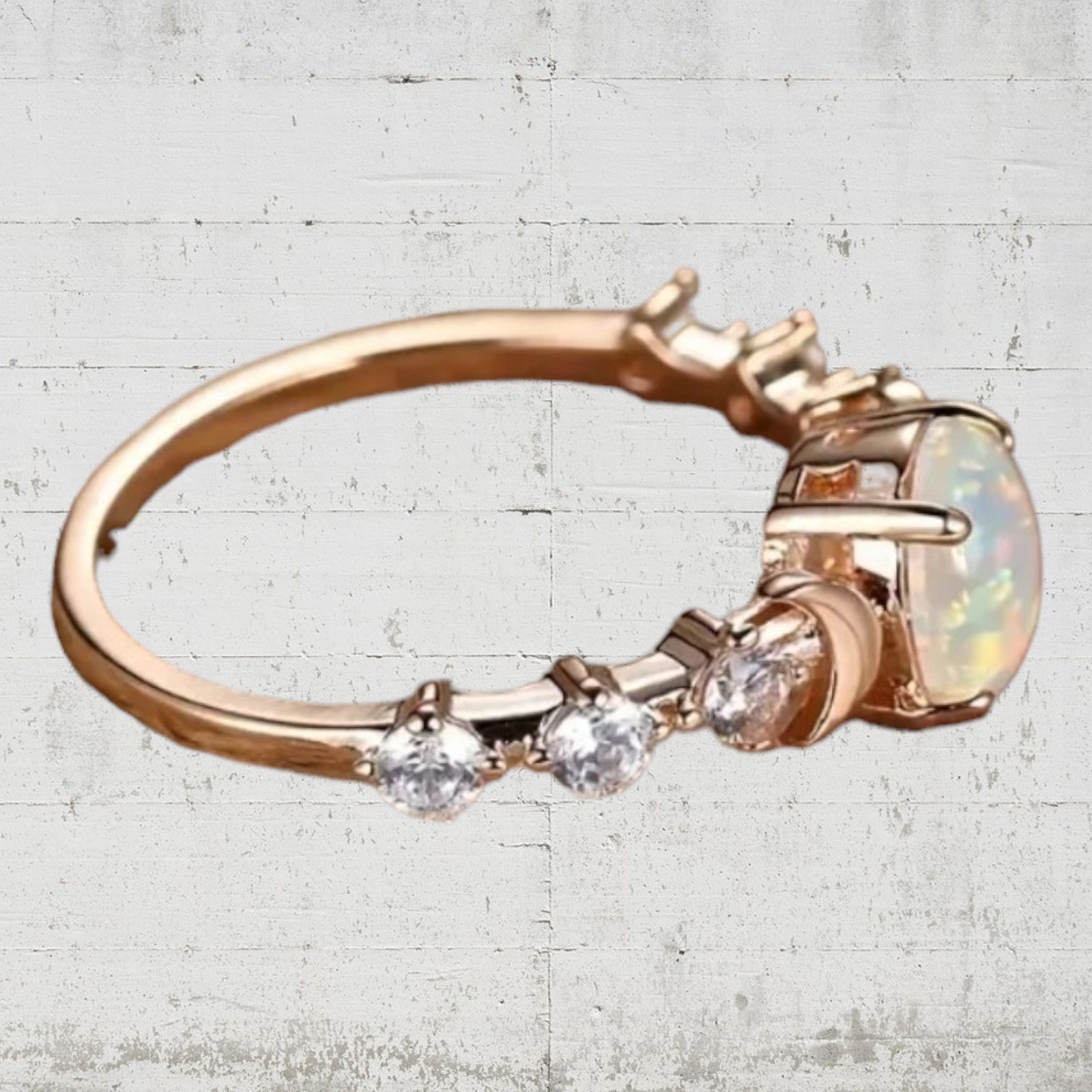 Other White Opal Moon Accent Rose Golden Ring Size 6 Size ONE SIZE - 4 Thumbnail
