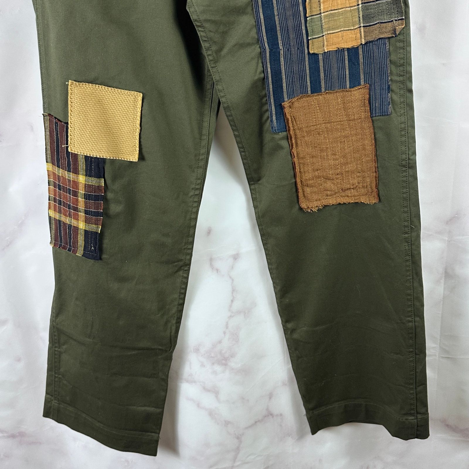 Kiriko Made Green Officer Patchwork Chino Pants Size US 30 / EU 46 - 2 Thumbnail