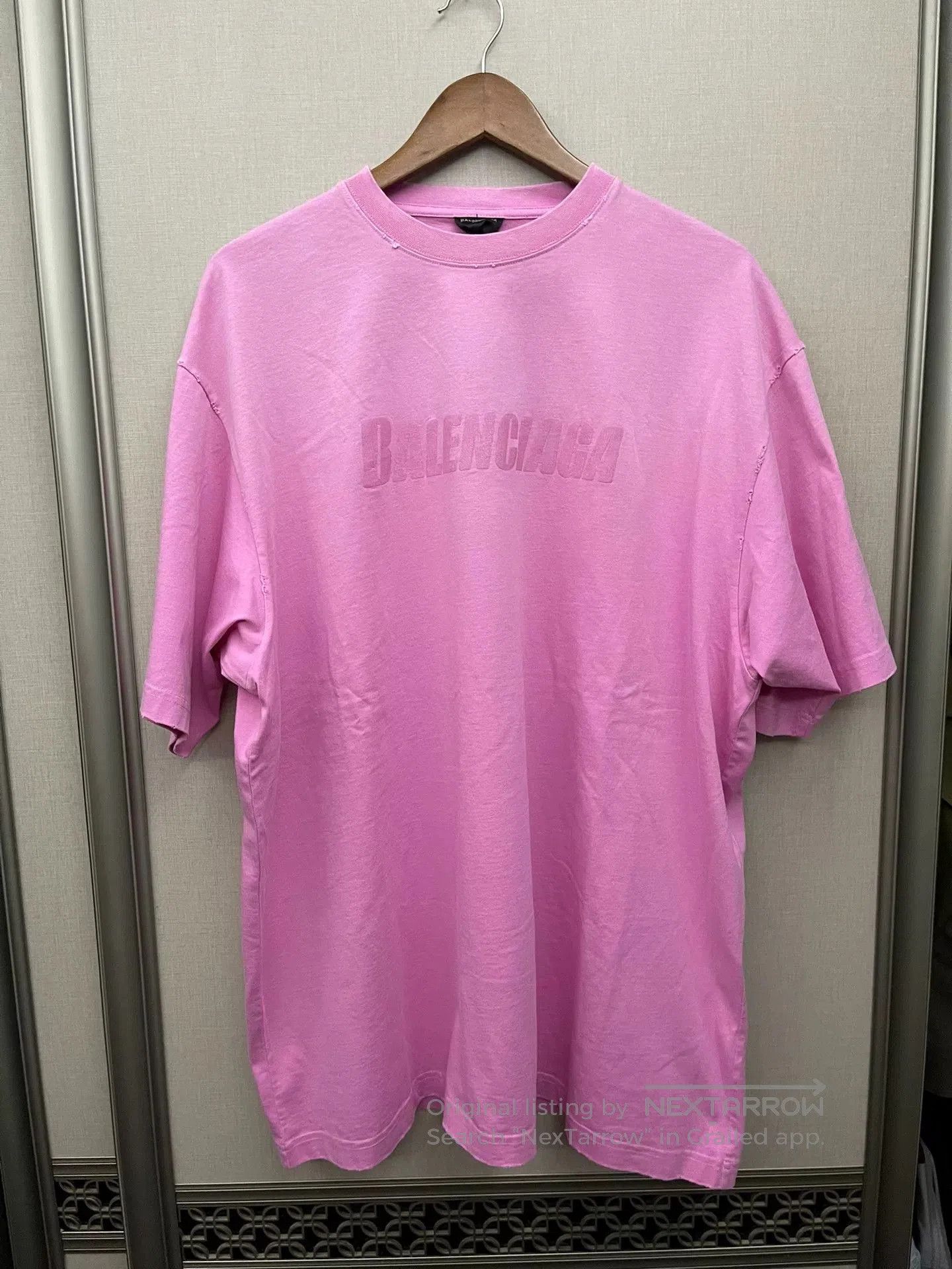 Balenciaga balenciaga pink logo short sleeve t. Size US S / EU 44-46 / 1 - 1 Thumbnail