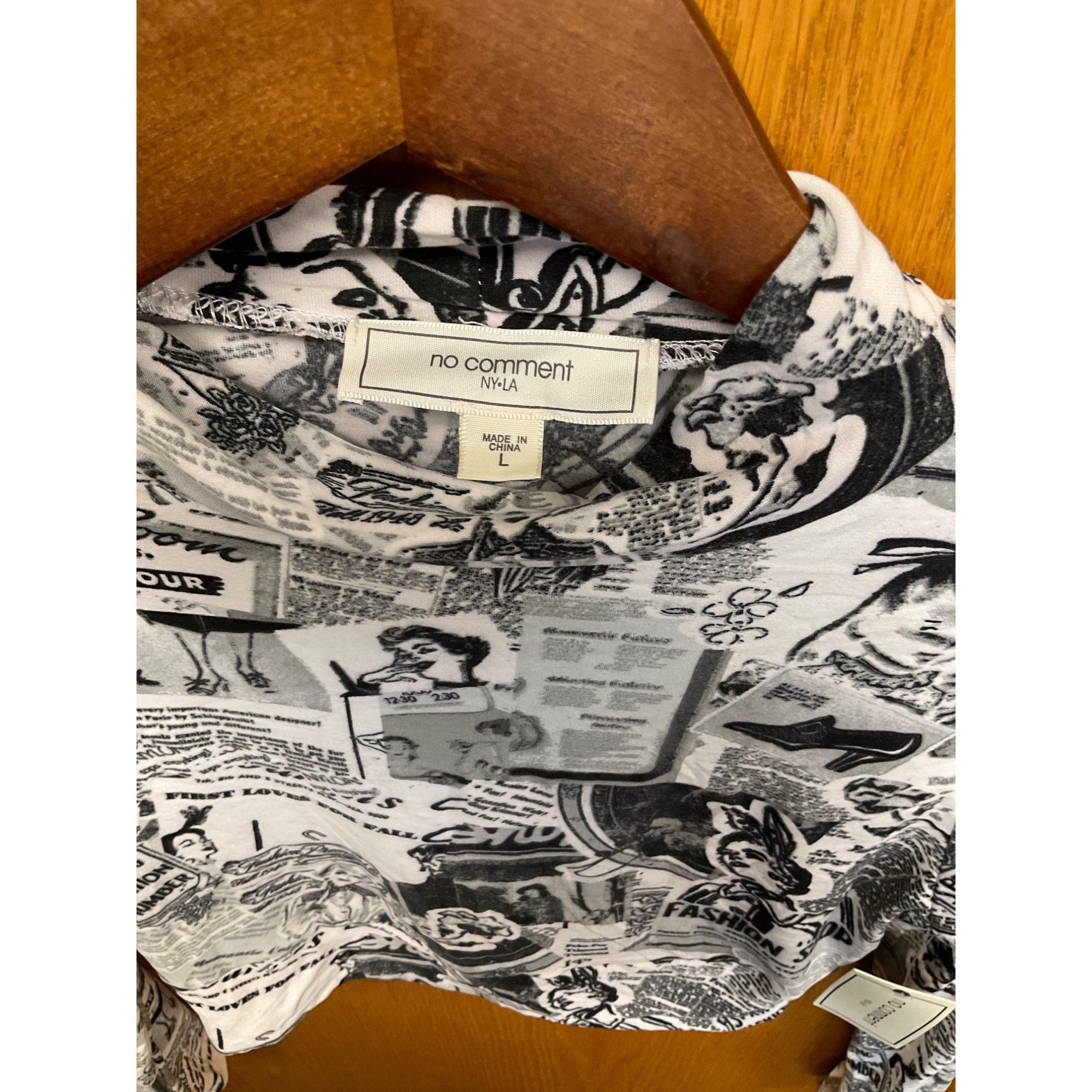 Other No Comment NY.LA Large Womens Long Sleeve Newspaper Print Cr Size L / US 10 / IT 46 - 3 Thumbnail