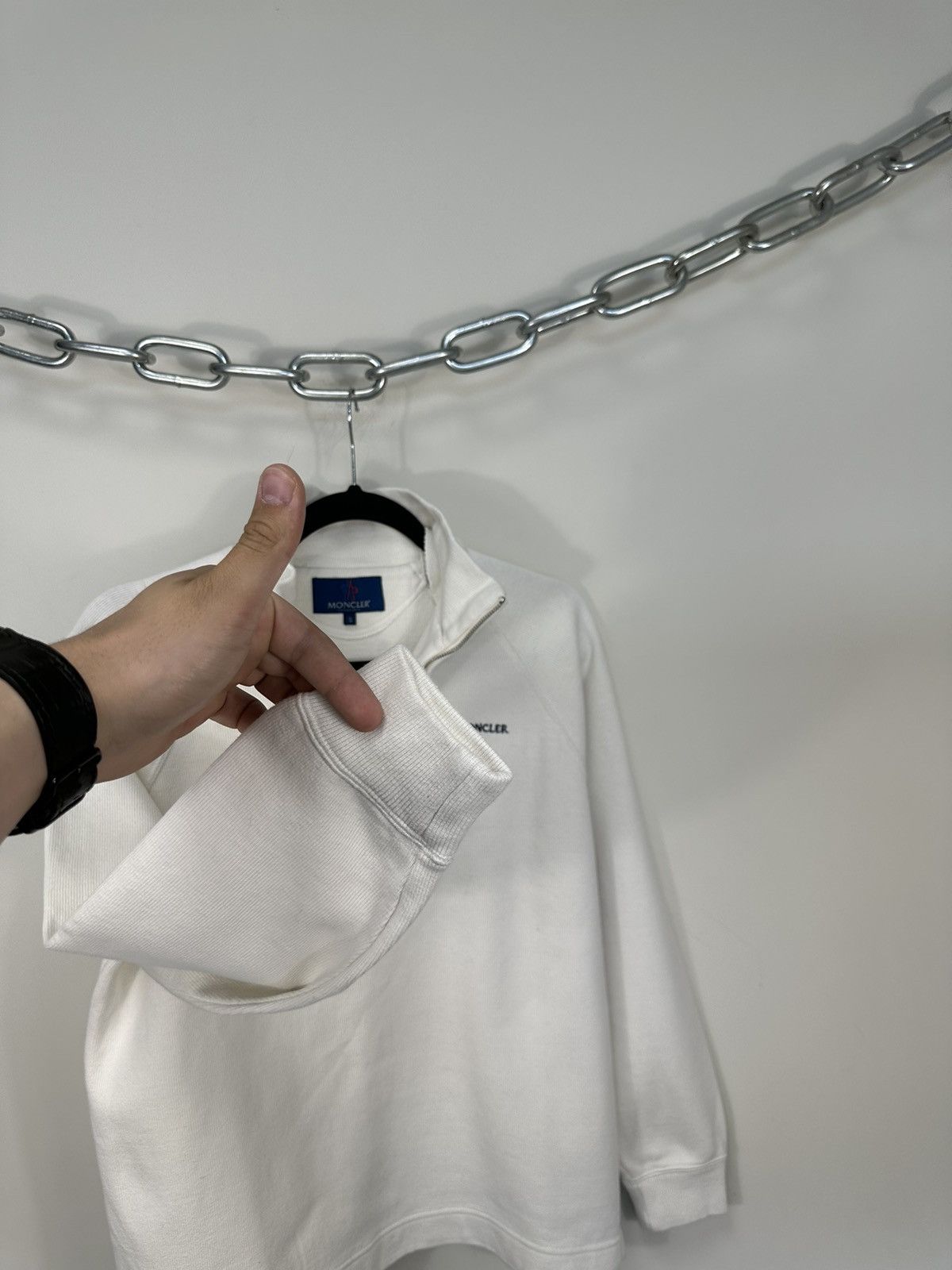 Moncler Vintage Moncler Grenoble White Luxury 1/4 Zip Sweater Size US S / EU 44-46 / 1 - 8 Thumbnail