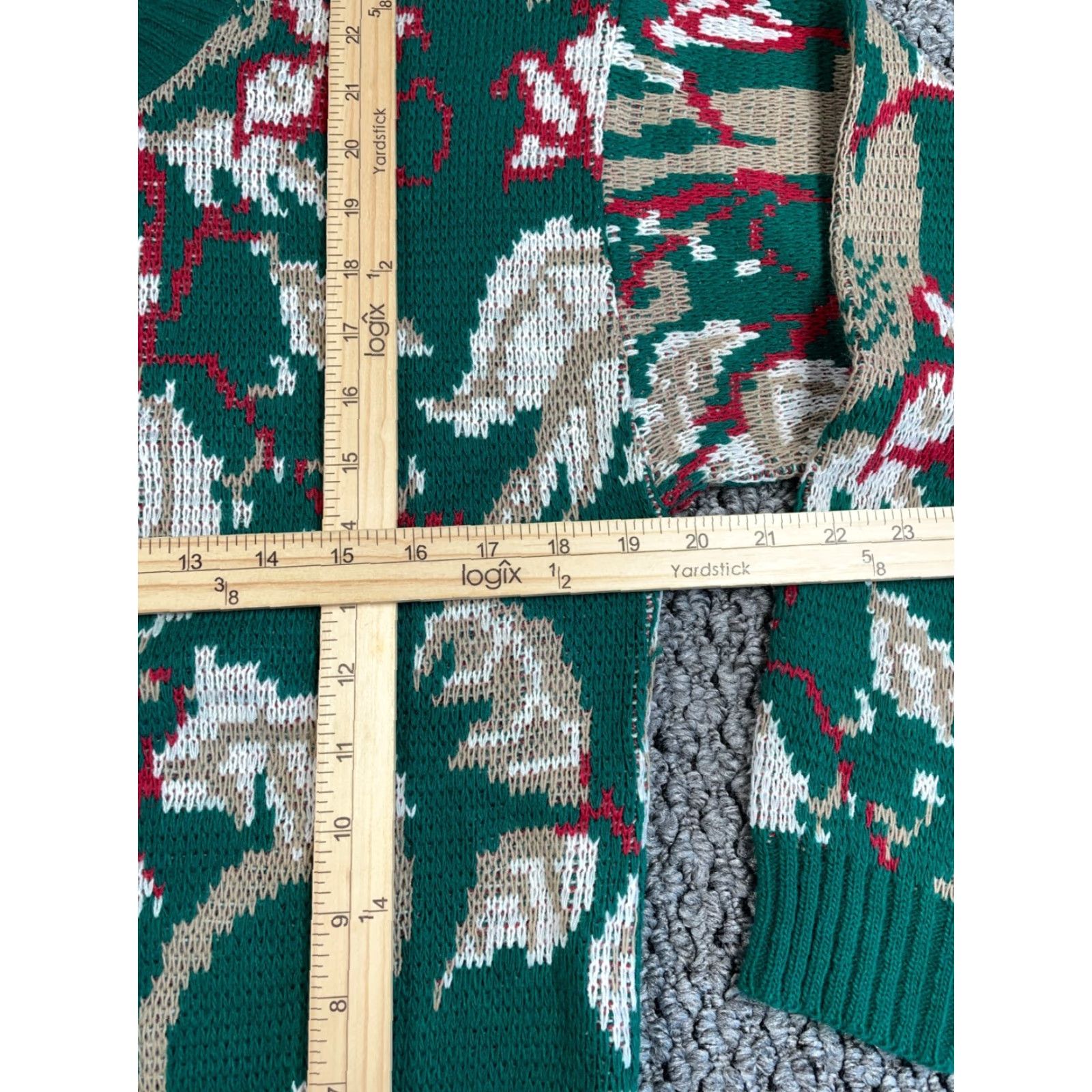 Blair VINTAGE Blair Women's Sweater 14 Medium Pullover Knit Floral Leaf Pattern Crew Neck Fall Winter Green Size M / US 6-8 / IT 42-44 - 6 Thumbnail