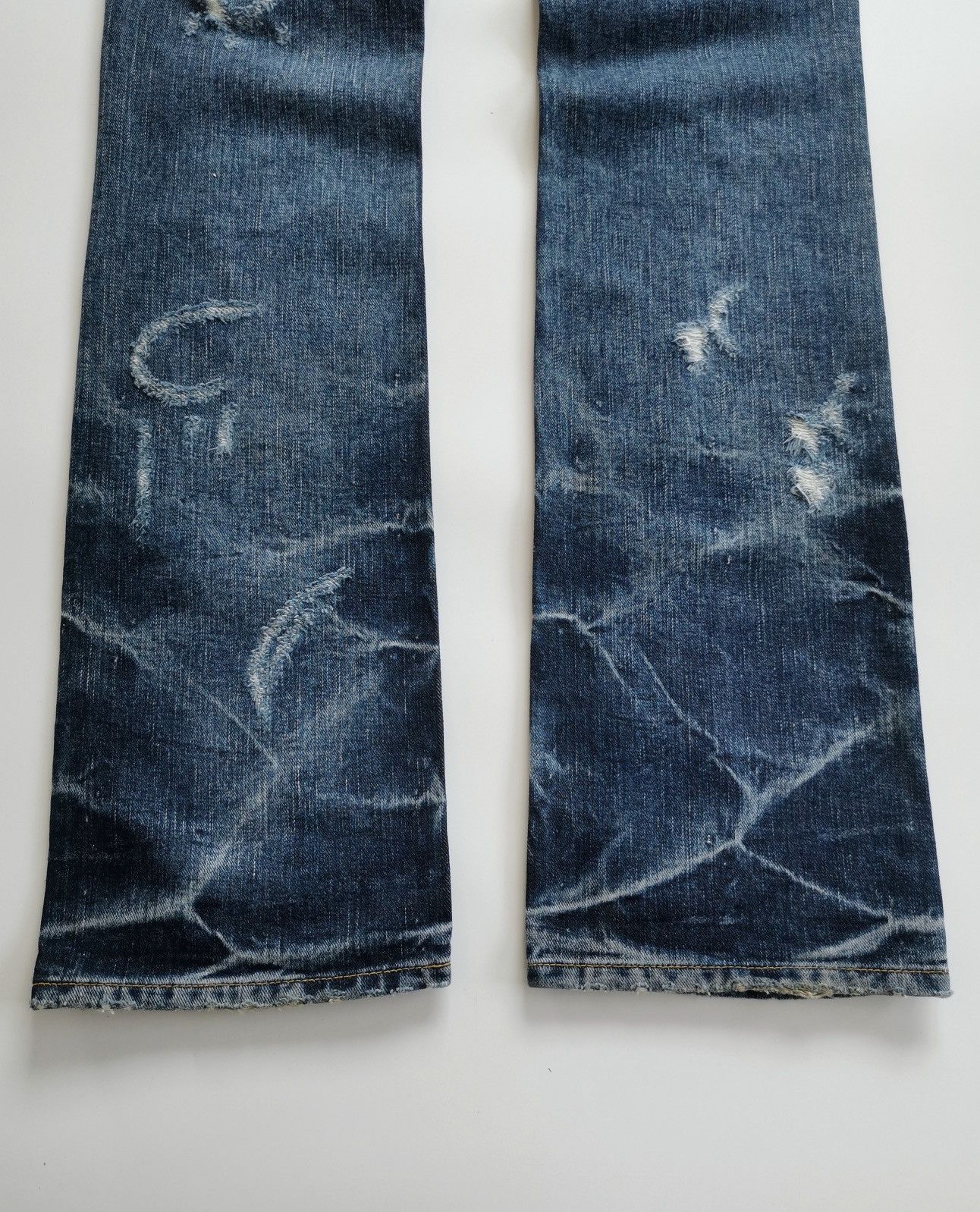 Bootcut RipVanWinkle Whiskers Distressed Jeans ERD Grunge