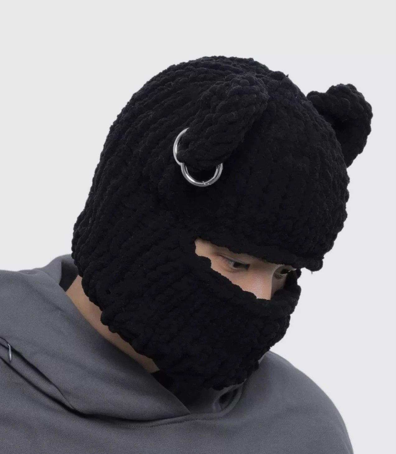 Japanese Brand Avant garde punk o-ring teddy bear balaclava beanie hat Size ONE SIZE - 2 Thumbnail