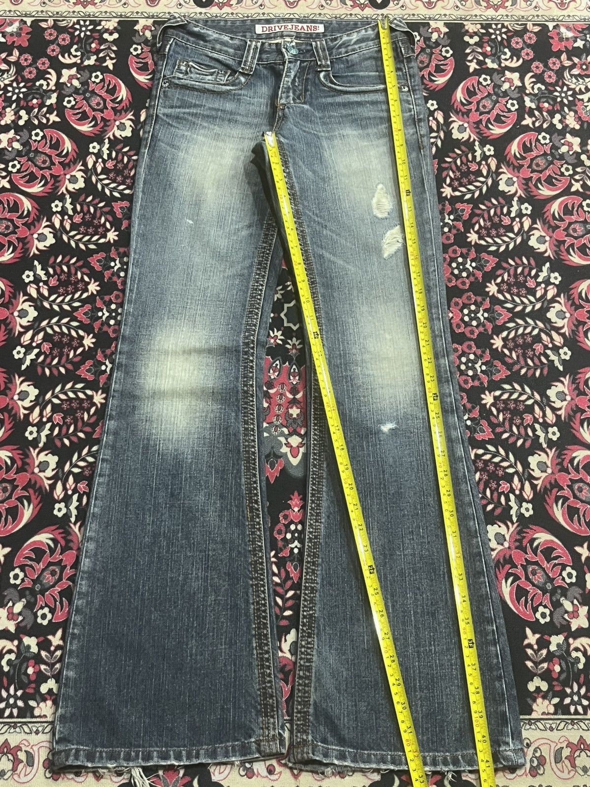 Japanese Brand Japanese Drive Jeans Blue Washed Distressed Flare Denim Size 25" / US 0 / IT 36 - 10 Thumbnail