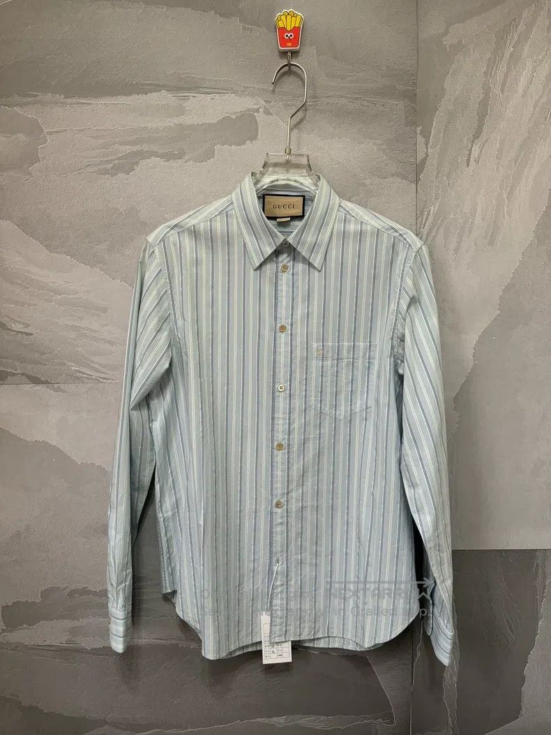 Gucci Gucci Size15++ Blue striped shirt Size US M / EU 48-50 / 2 - 1 Thumbnail
