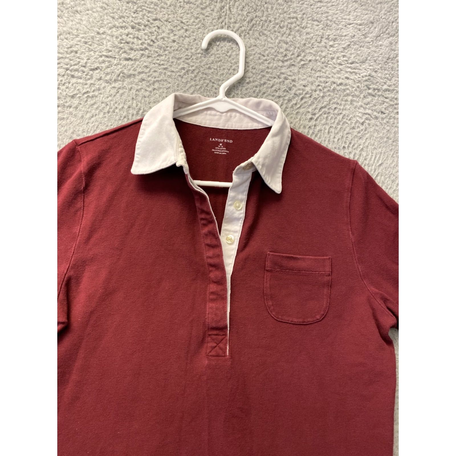 Lands' End VINTAGE? No. Lands' End Polo Shirt Women Regular Size S (Maroon) - Polo, Short Sleeve, Button-Front, Logo, Casual Top Size S / US 4 / IT 40 - 2 Thumbnail
