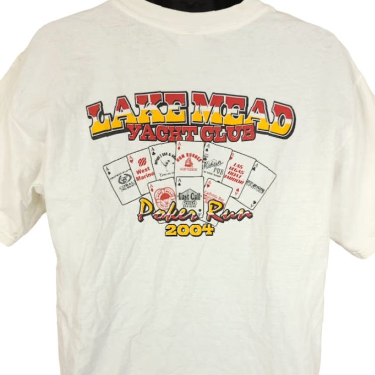 Gildan VINTAGE Lake Mead Yacht Club T Shirt Mens Size L Y2K 2004 Poker Run Callville Bay Marina White Cotton Gildan Short Sleeve Crew Neck 90s Sailing Size US L / EU 52-54 / 3 - 4 Thumbnail