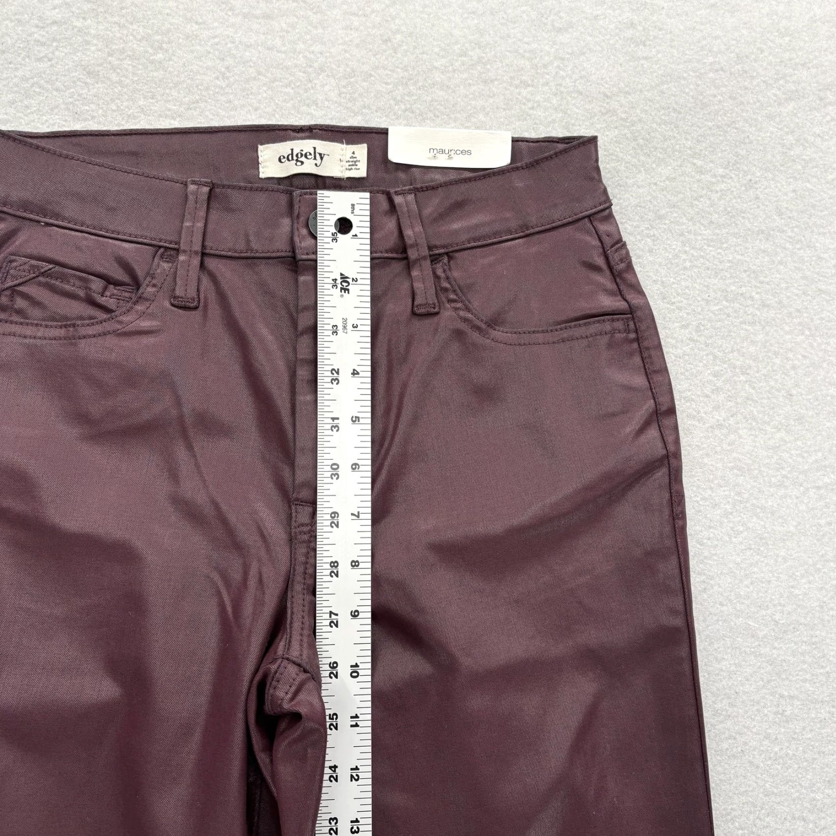 Vintage edgely Jeans Womens 4 Purple High Rise Ankle Slim Straight Super Stretch Coated Size 27" / US 4 / IT 40 - 7 Thumbnail