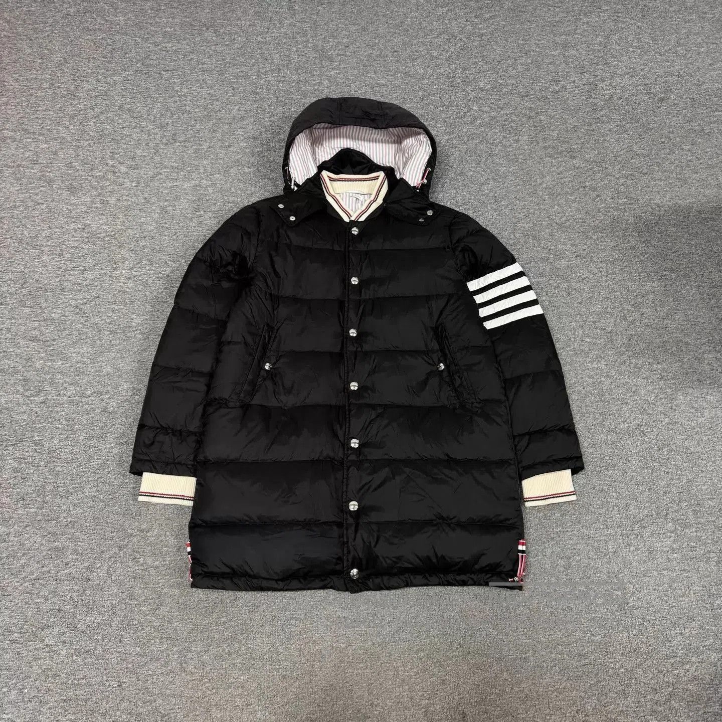 Thom Browne Black Mid-Length Hooded Puffer Coat. Size US M / EU 48-50 / 2 - 1 Thumbnail