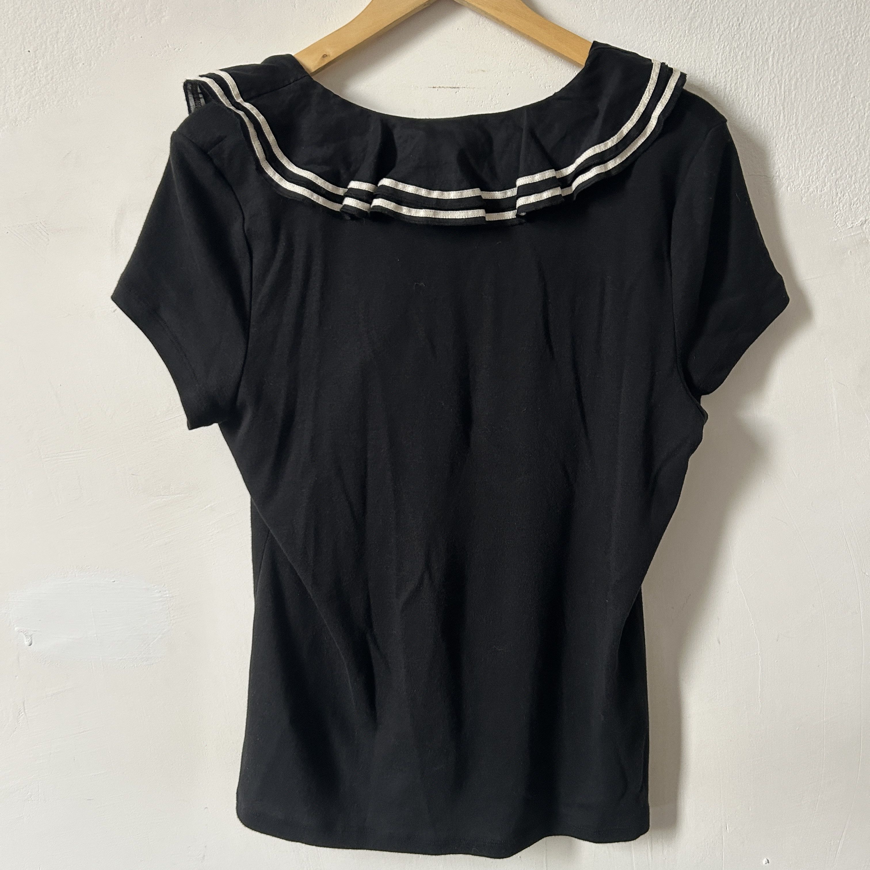 Ralph Lauren Ralph Lauren Black Cotton Ruffle Sailor Style T-Shirt Size M / US 6-8 / IT 42-44 - 11 Thumbnail