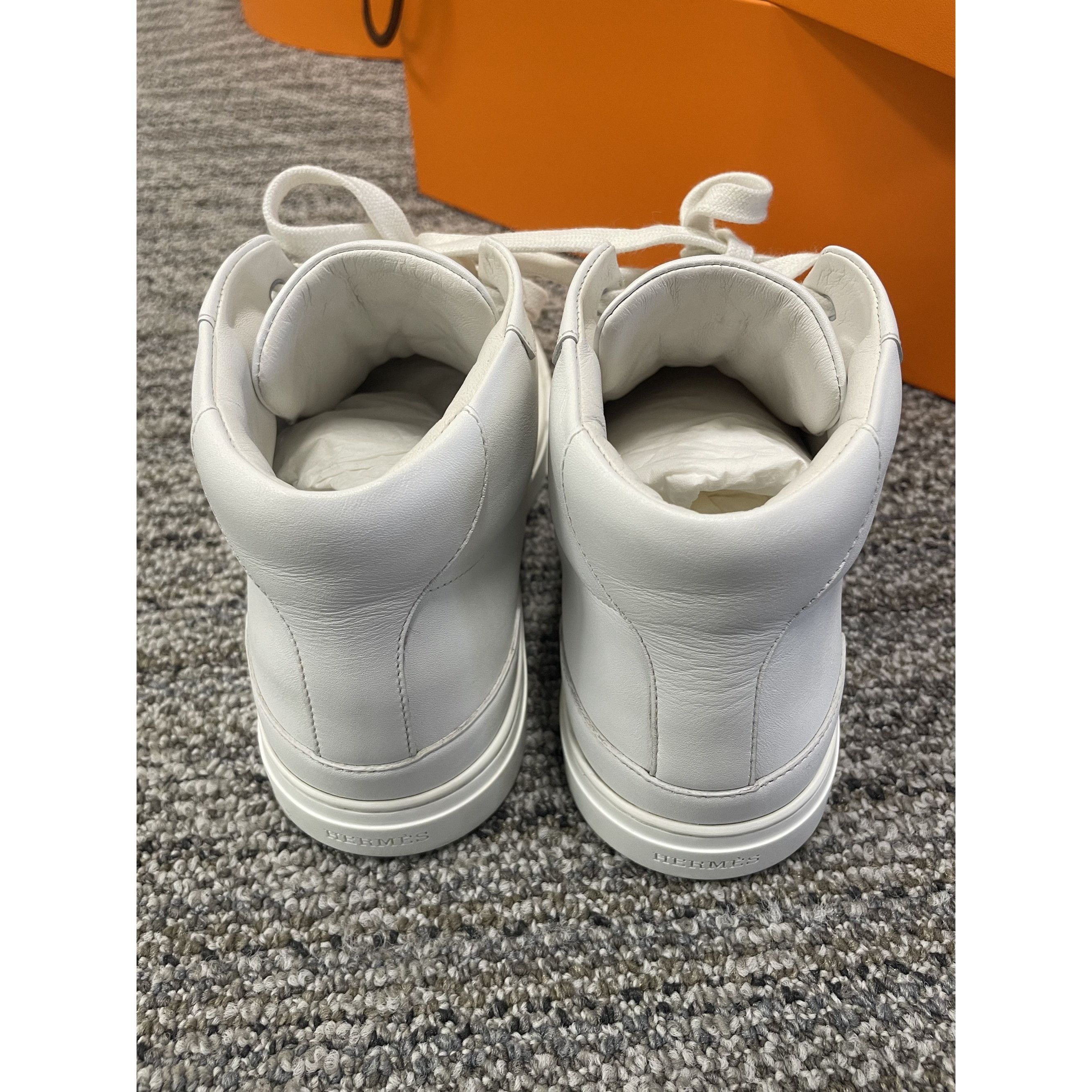 Hermes Hermès High-Top White Leather Sneakers With Silver Buckle De Size US 6 / IT 36 - 7 Thumbnail