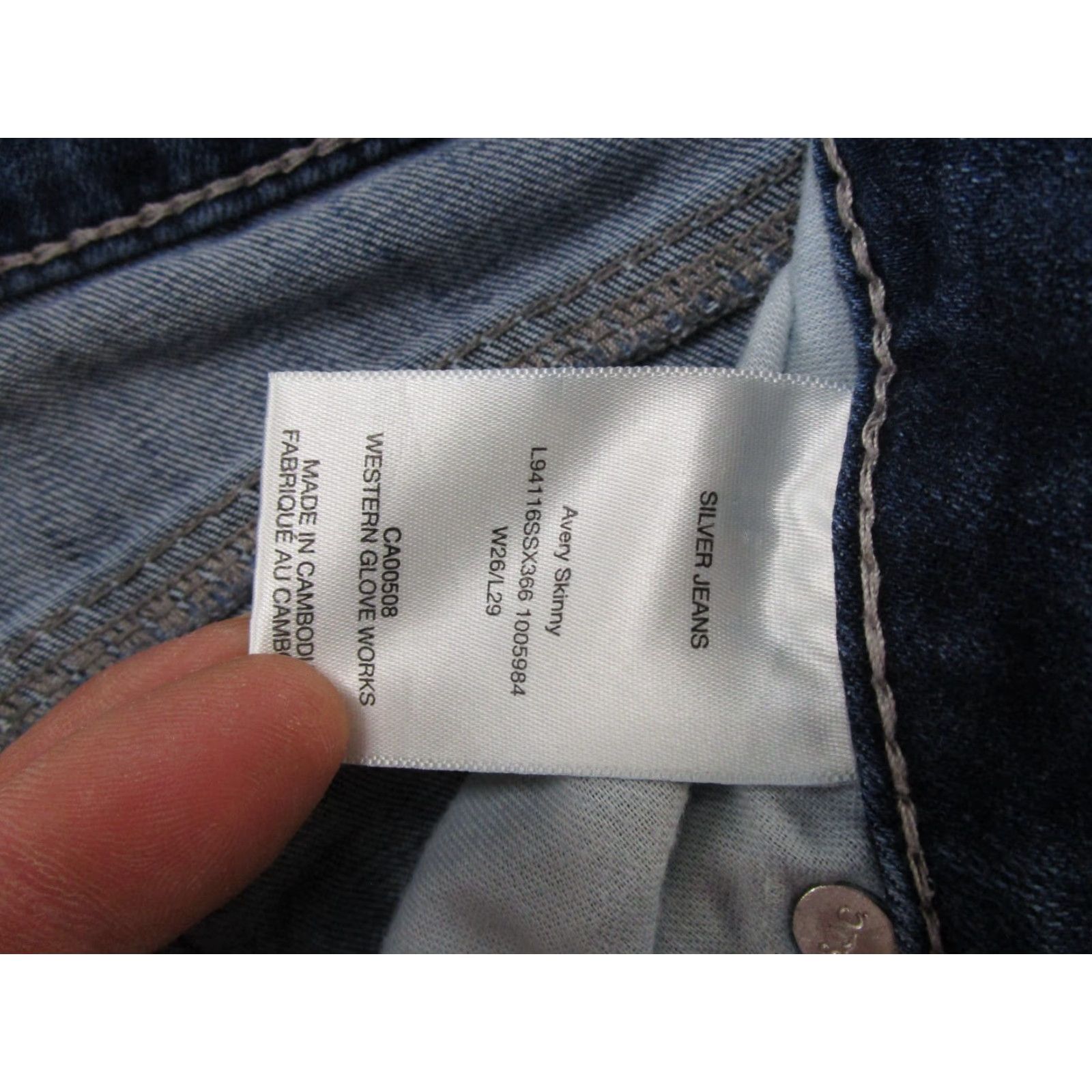 Silver Jeans Co. Silver Jeans Co Avery Skinny Blue Denim Jeans Size 29 Women Stretch 5-Pocket Size 29" - 5 Thumbnail