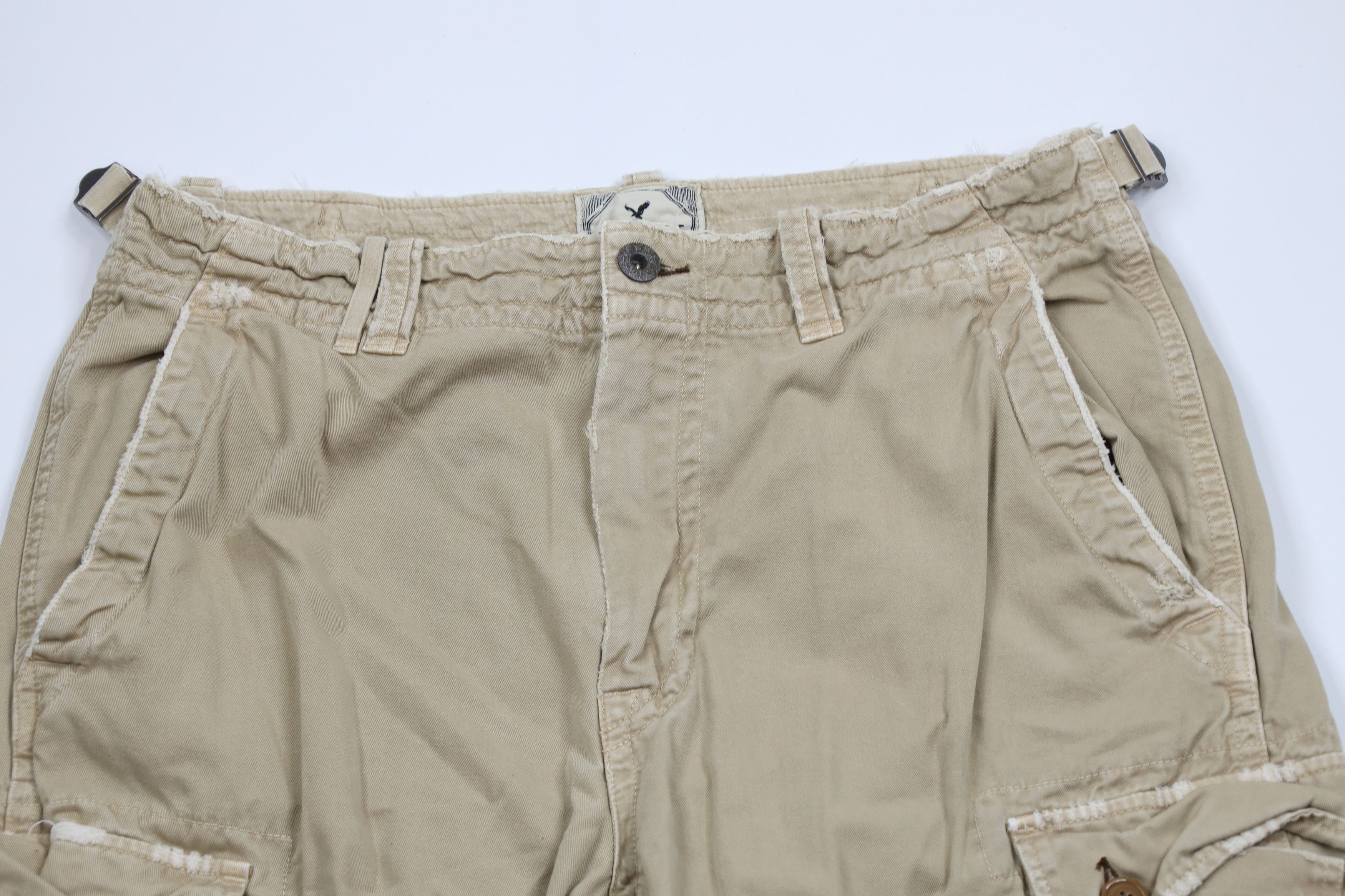 American Eagle Outfitters × Vintage Vintage American Eagle Outfitters Wide Leg Cargo Pants Beige Size US 36 / EU 52 - 2 Thumbnail