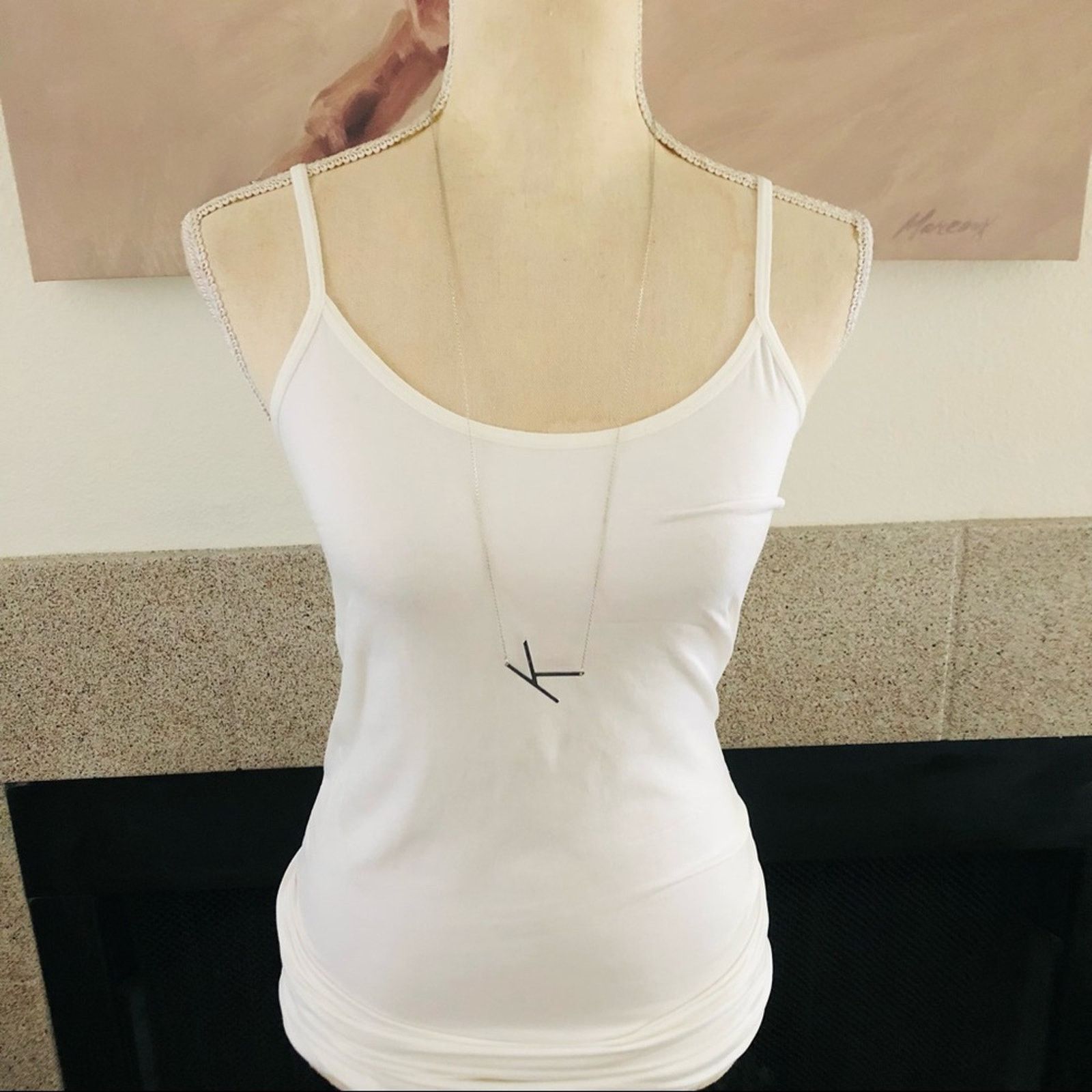 Jewelry Monogram initial “K” pendant silver chain necklace Size ONE SIZE - 3 Thumbnail