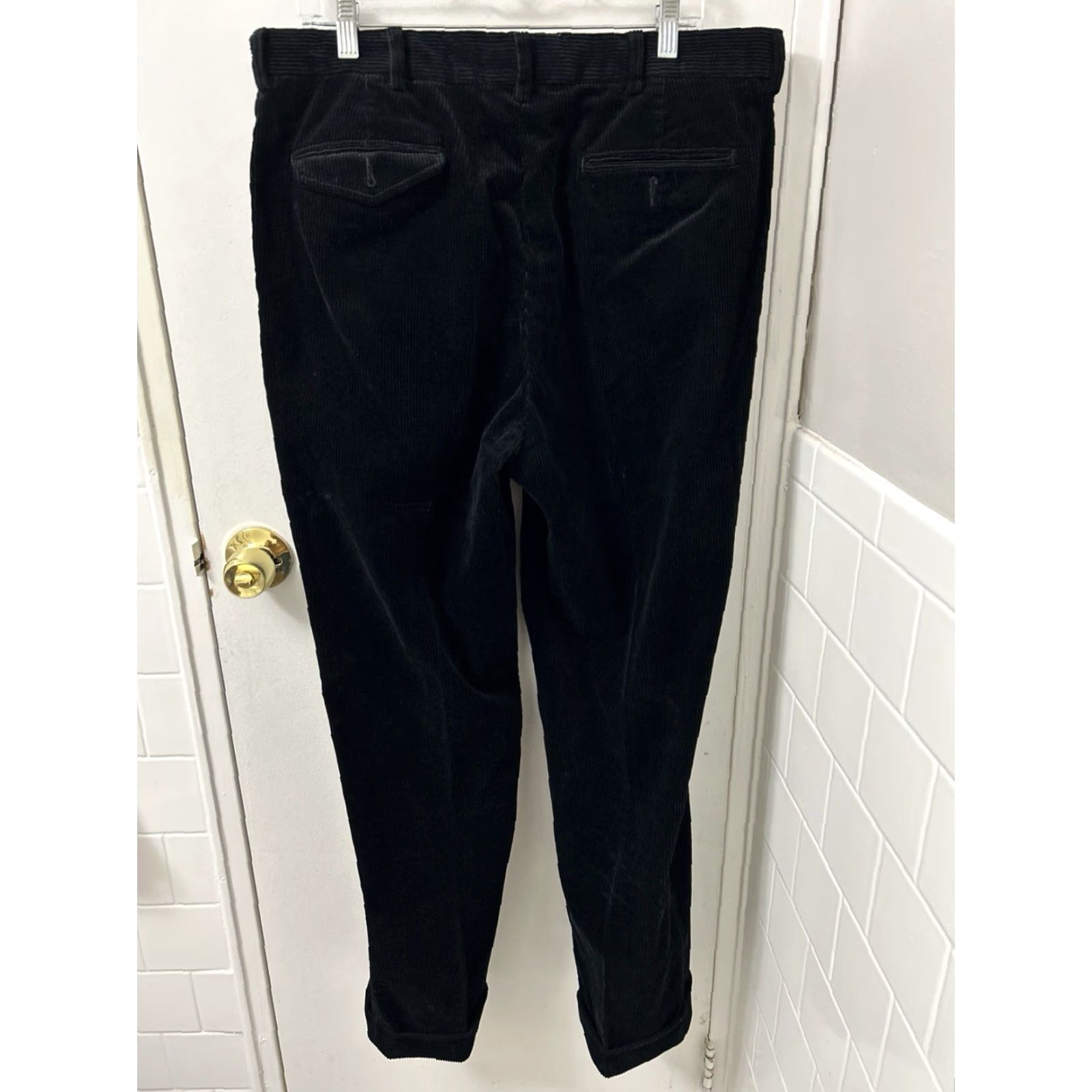 Polo Ralph Lauren VINTAGE Polo Ralph Lauren Corduroy Pants 38x32 Black Pleated Cuffed Trousers Size US M / EU 48-50 / 2 - 7 Thumbnail