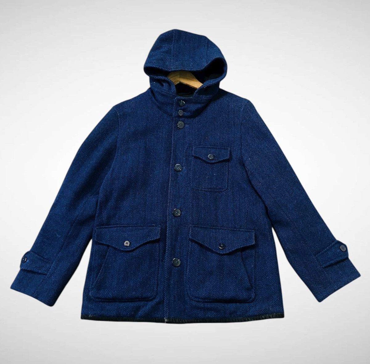 Harris Tweed Harris Tweed X United Arrow Hoodie Wool Jacket Size US L / EU 52-54 / 3 - 3 Thumbnail