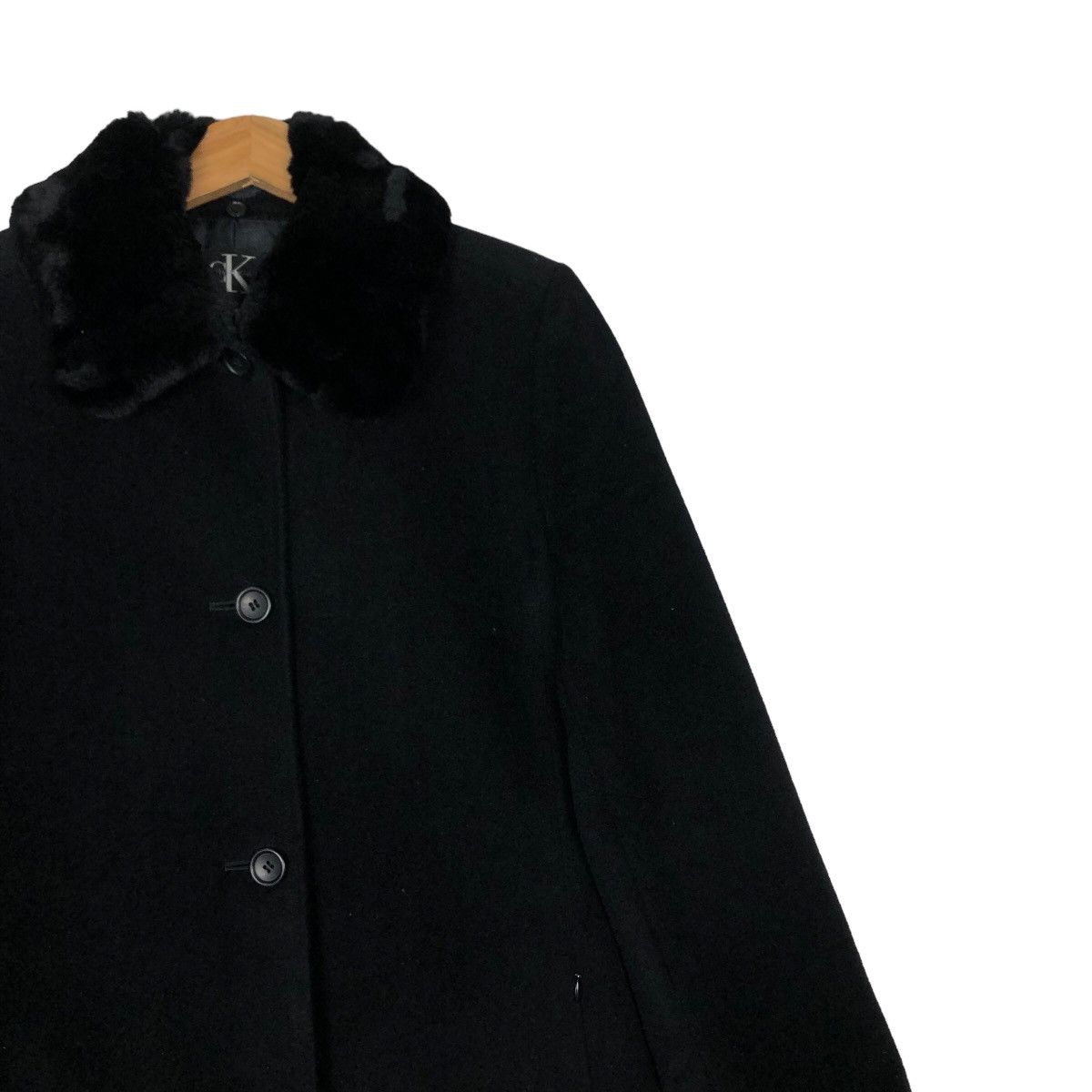 Calvin Klein 🔥Rich Black - Long Jacket Double Collar Fur Calvin Klein Size M / US 6-8 / IT 42-44 - 7 Thumbnail