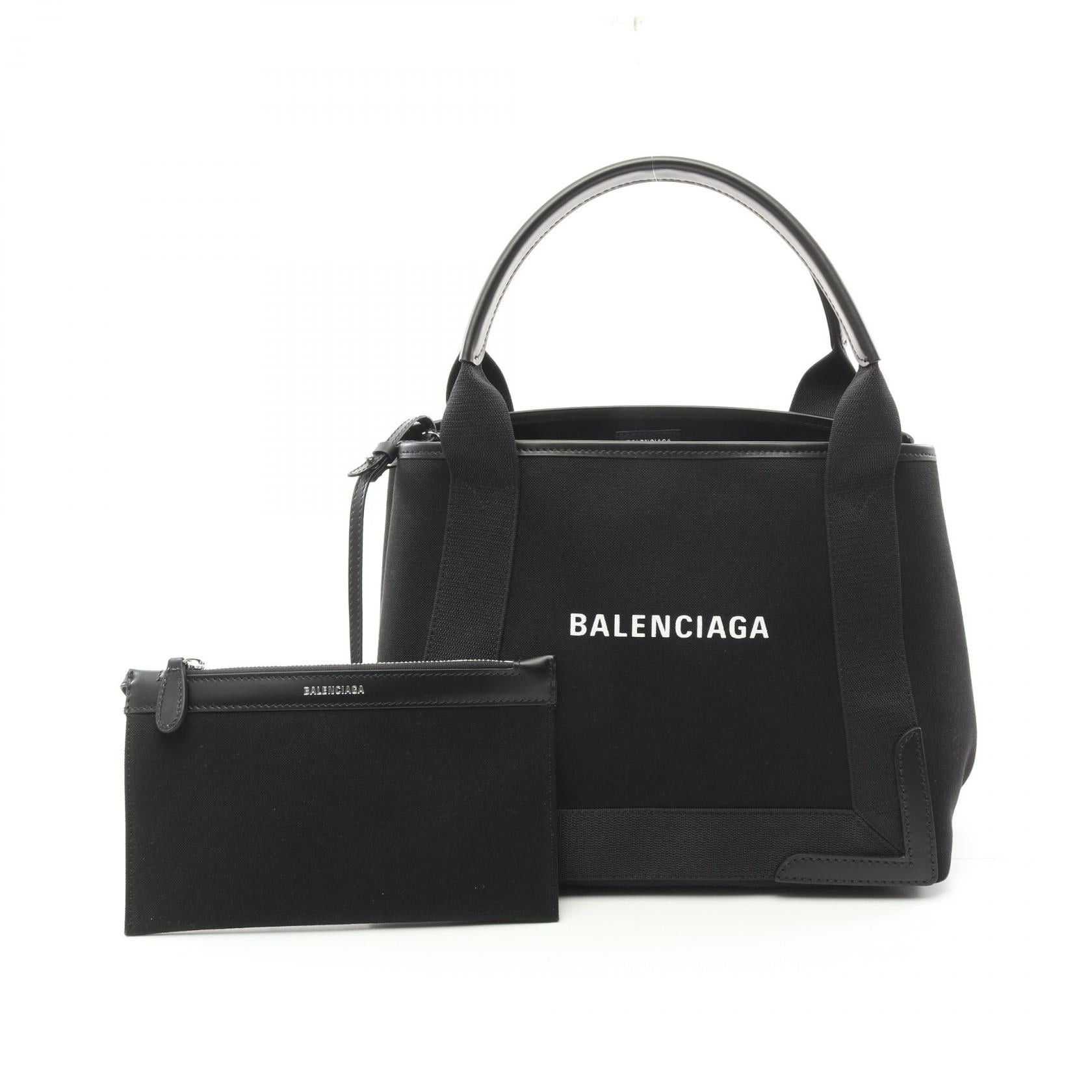 Balenciaga Balenciaga Navy Cabas S Hippopotamus Handbag Tote Bag Canvas Leather Black Size ONE SIZE - 1 Thumbnail