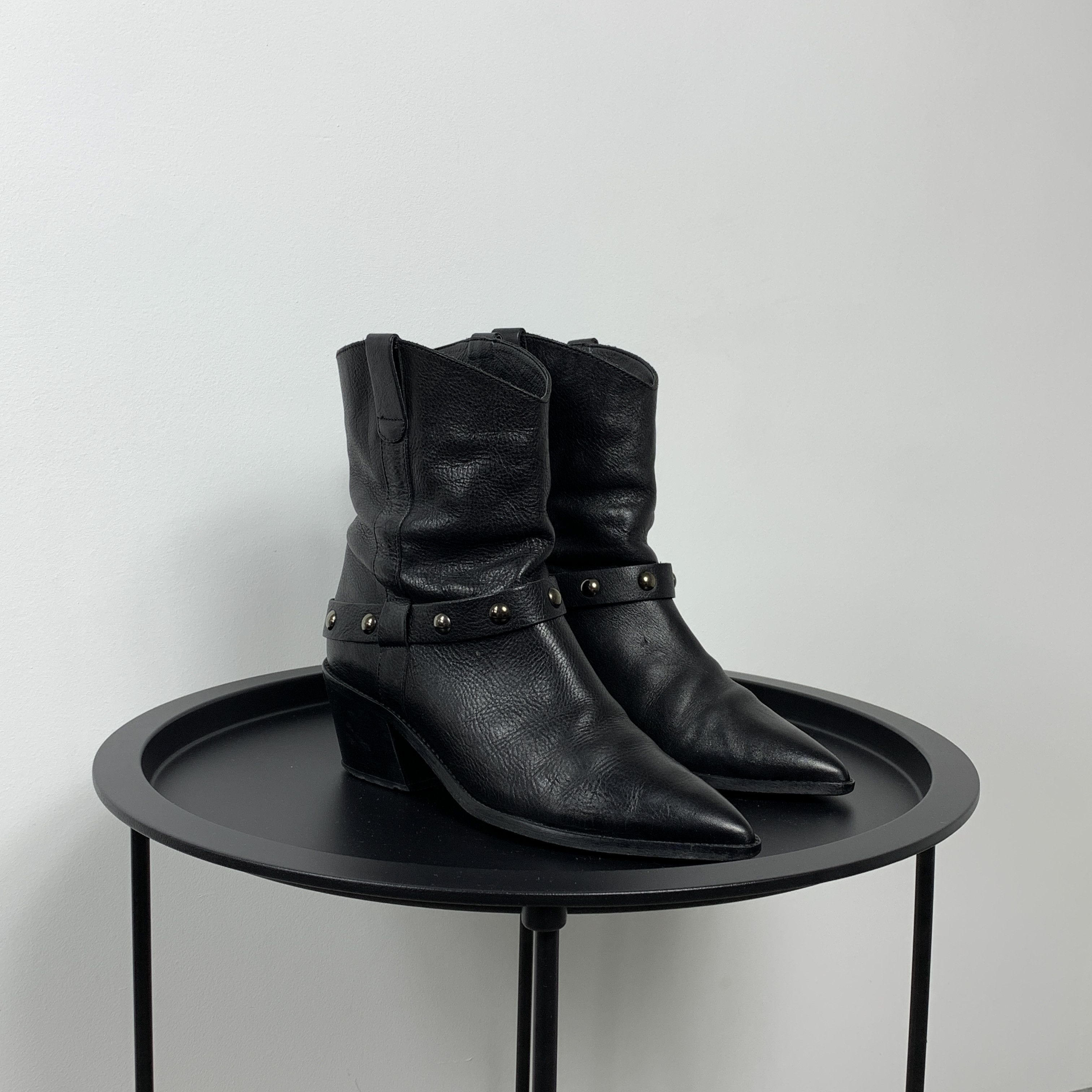 Vintage Vintage Y2K Cowboy Texas Style Leather Women's Black Boots Size US 9 / IT 39 - 2 Thumbnail