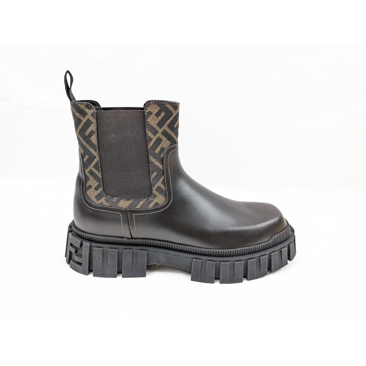 Fendi o1rshd1 Men's Fabric Calf Leather Boots in Black/Dark Brown Size US 11 / EU 44 - 2 Thumbnail