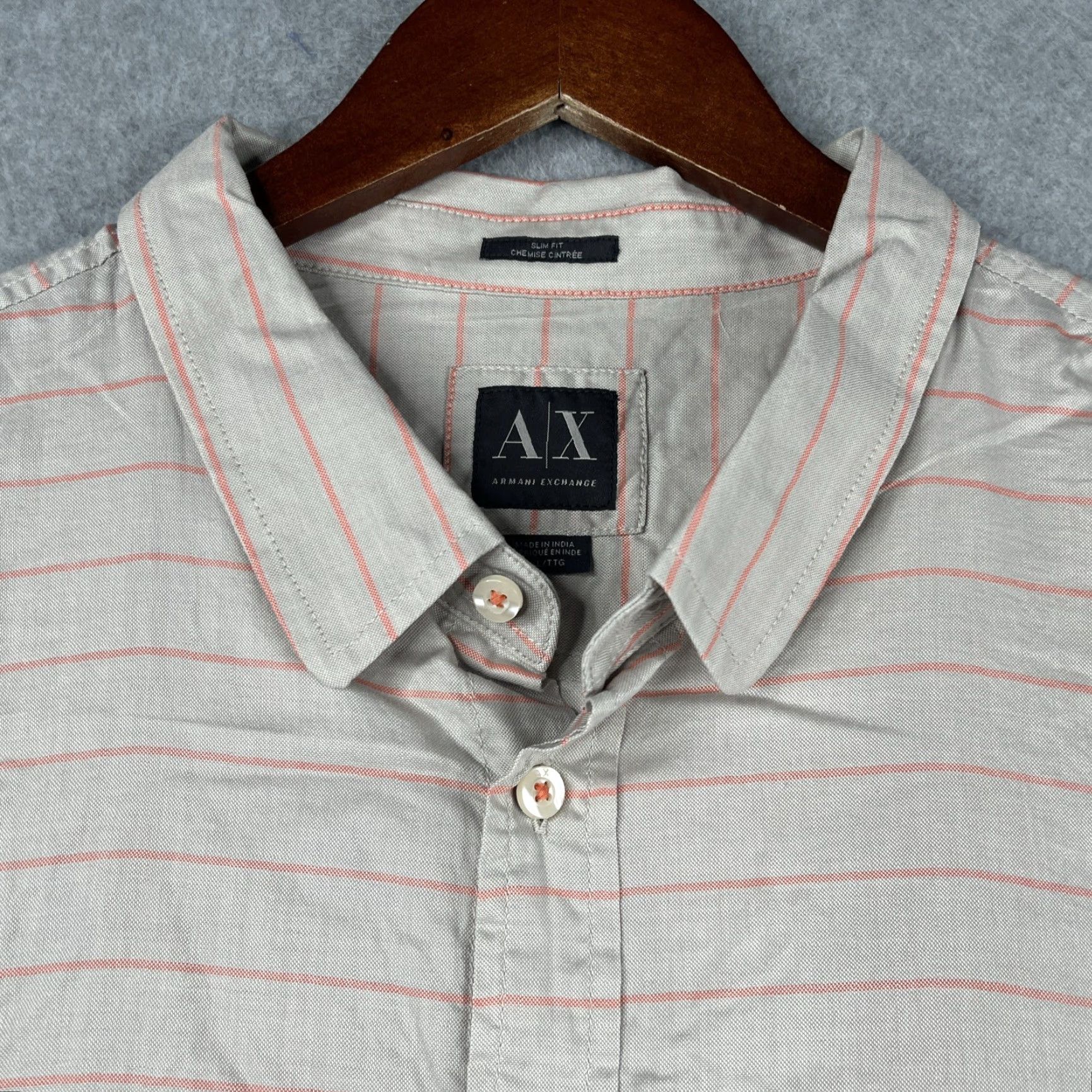 Armani Exchange Armani Exchange Slim Fit Long Sleeve Button Up Shirt 2XL Gray Pink Striped Mens Size US XXL / EU 58 / 5 - 3 Thumbnail