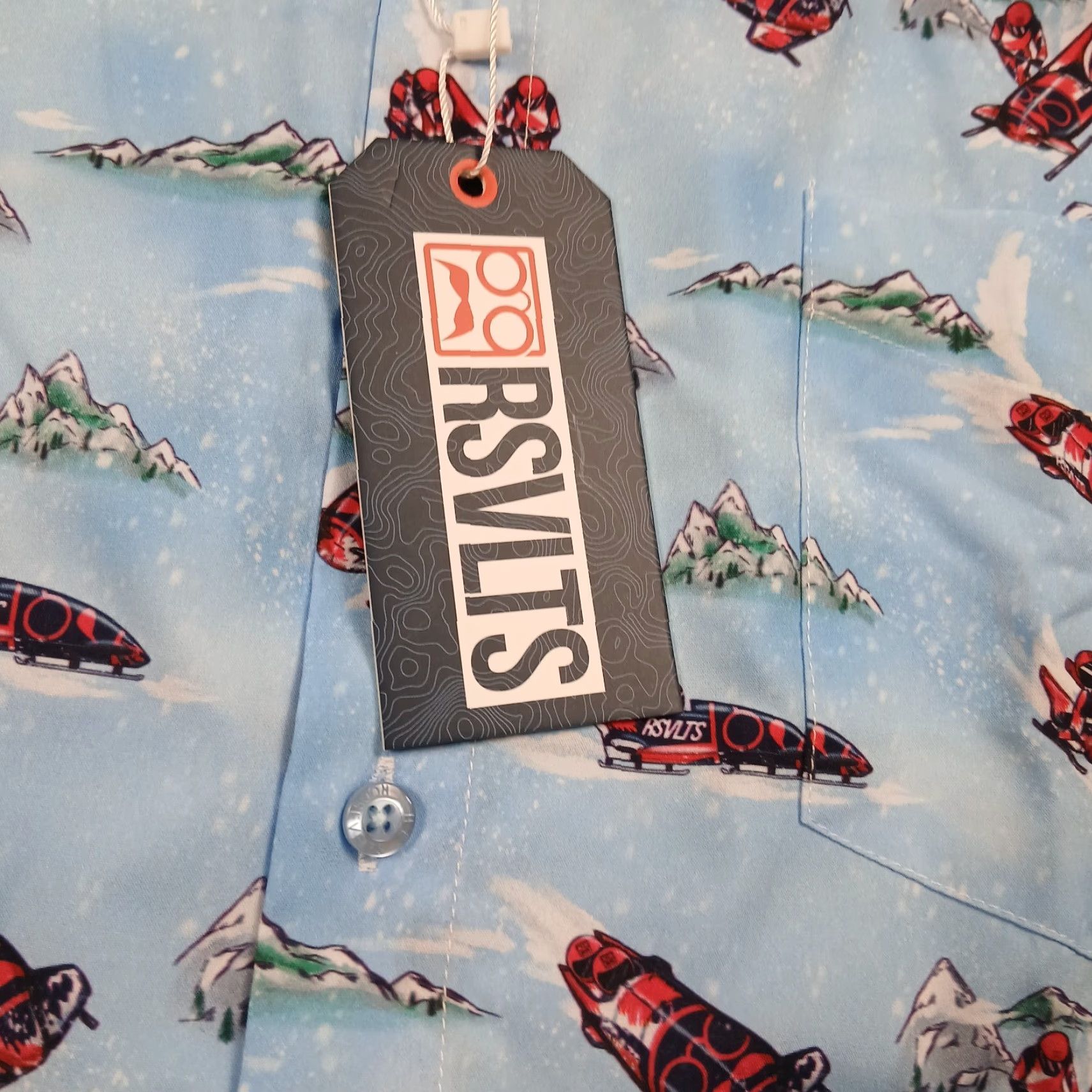 Vintage RSVLTS The Roosevelts Olympics Bobsledding Shirt Mens 3XL Blue Longsleeve Button-Up Size US XXL / EU 58 / 5 - 4 Thumbnail