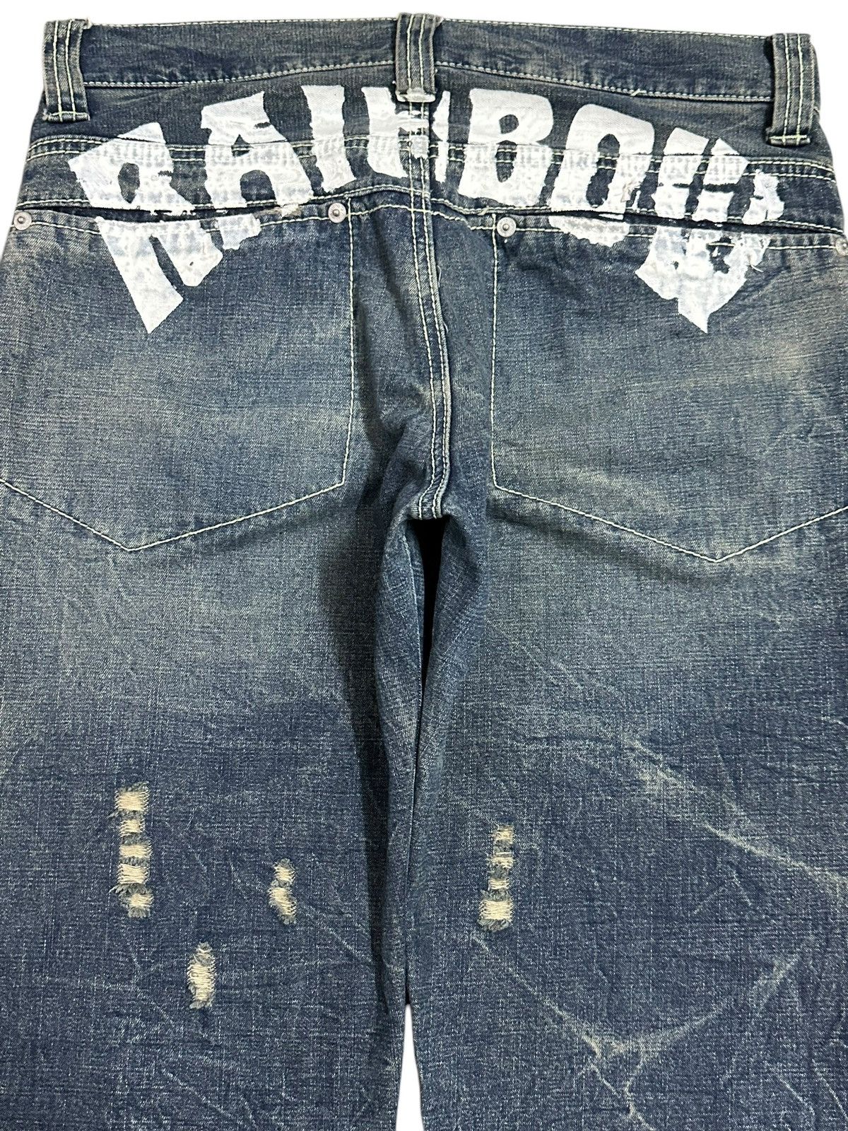Japanese Brand Vintage Japanese Brand Blue Thunder Wash Distress Jeans Size US 32 / EU 48 - 5 Thumbnail